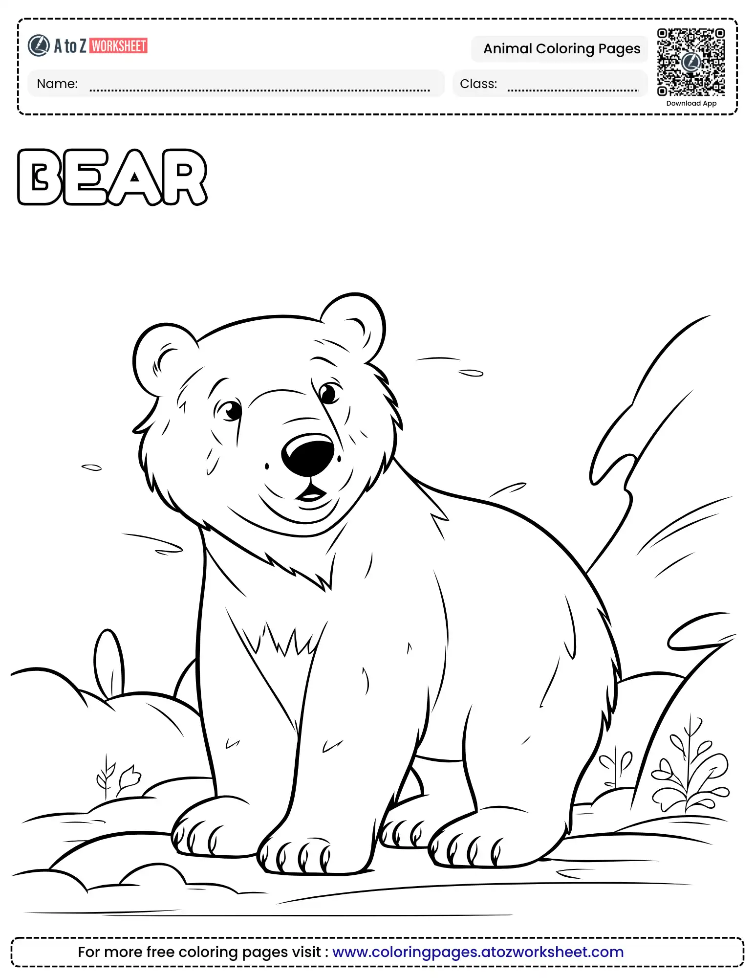 bear animal coloring pages for preschool