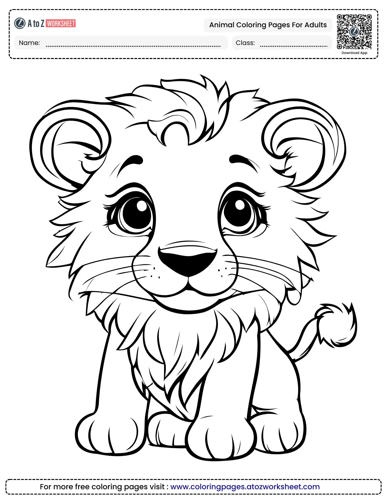 Free Printable Animal Coloring Pages for Adults to Enhance Focus 3 animal coloring pages for adults showing a detailed lion cub with a fluffy mane