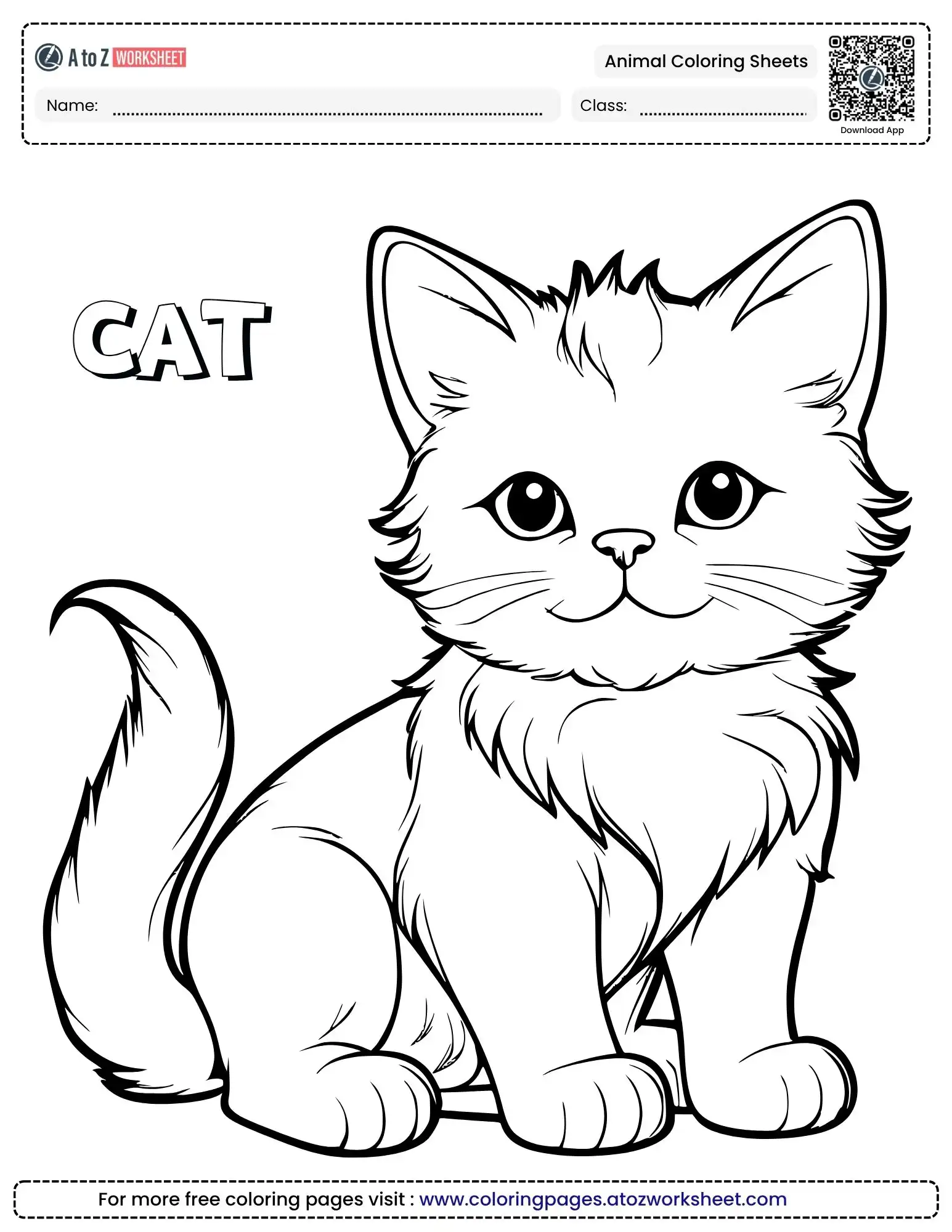 animal coloring sheets featuring a detailed long-haired cat