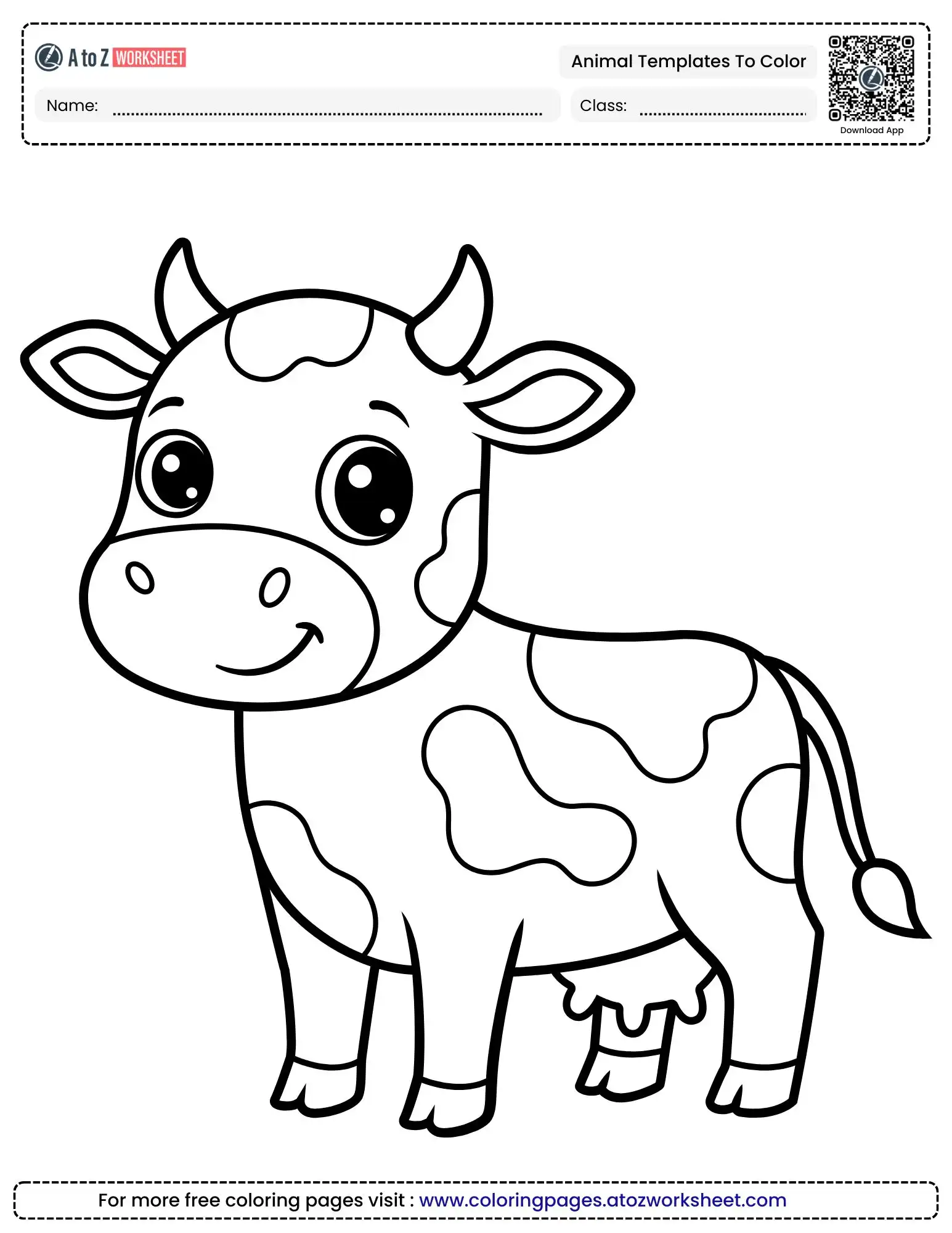 animal templates to color featuring a happy cow with large spots