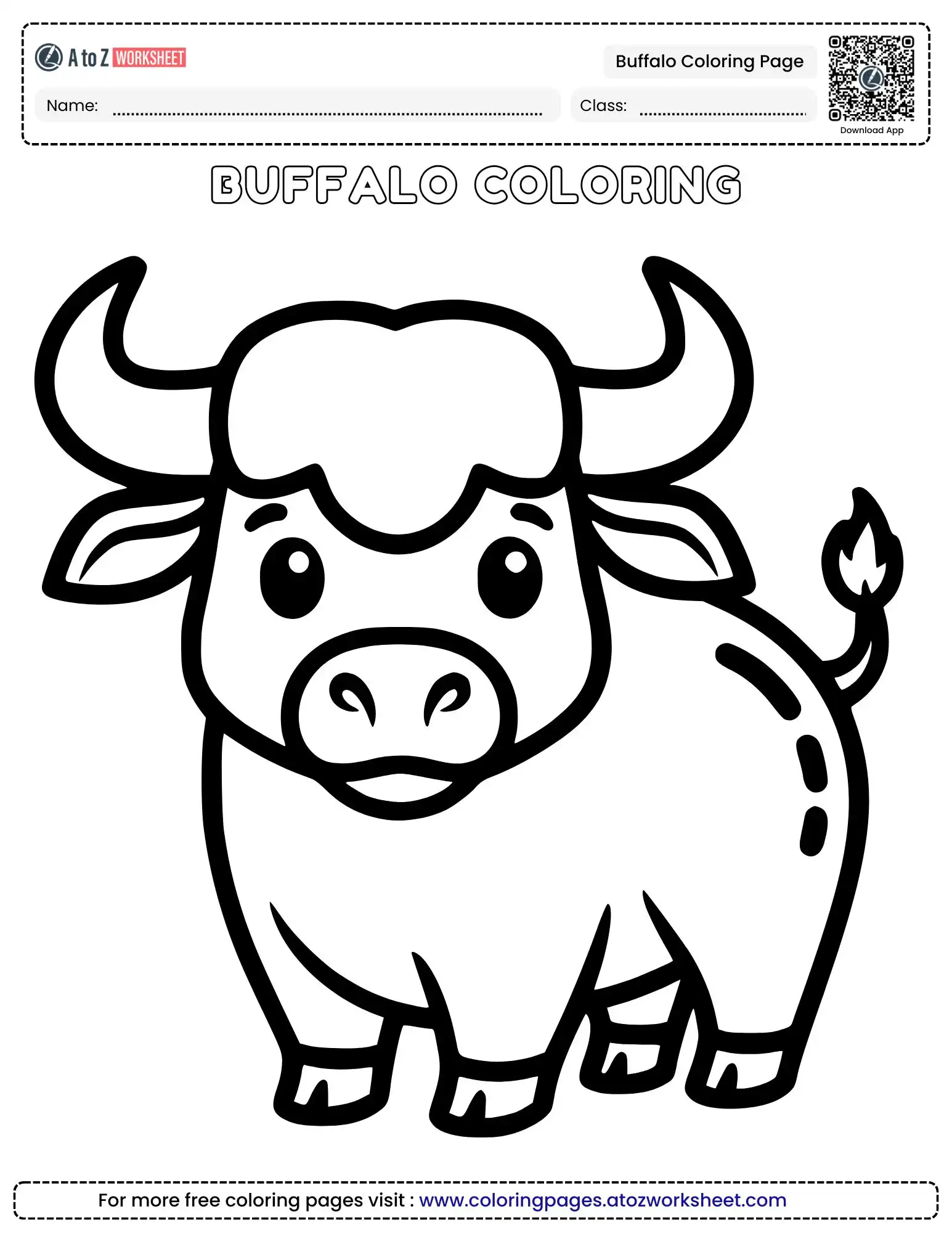 cute buffalo coloring page for kids printable activity