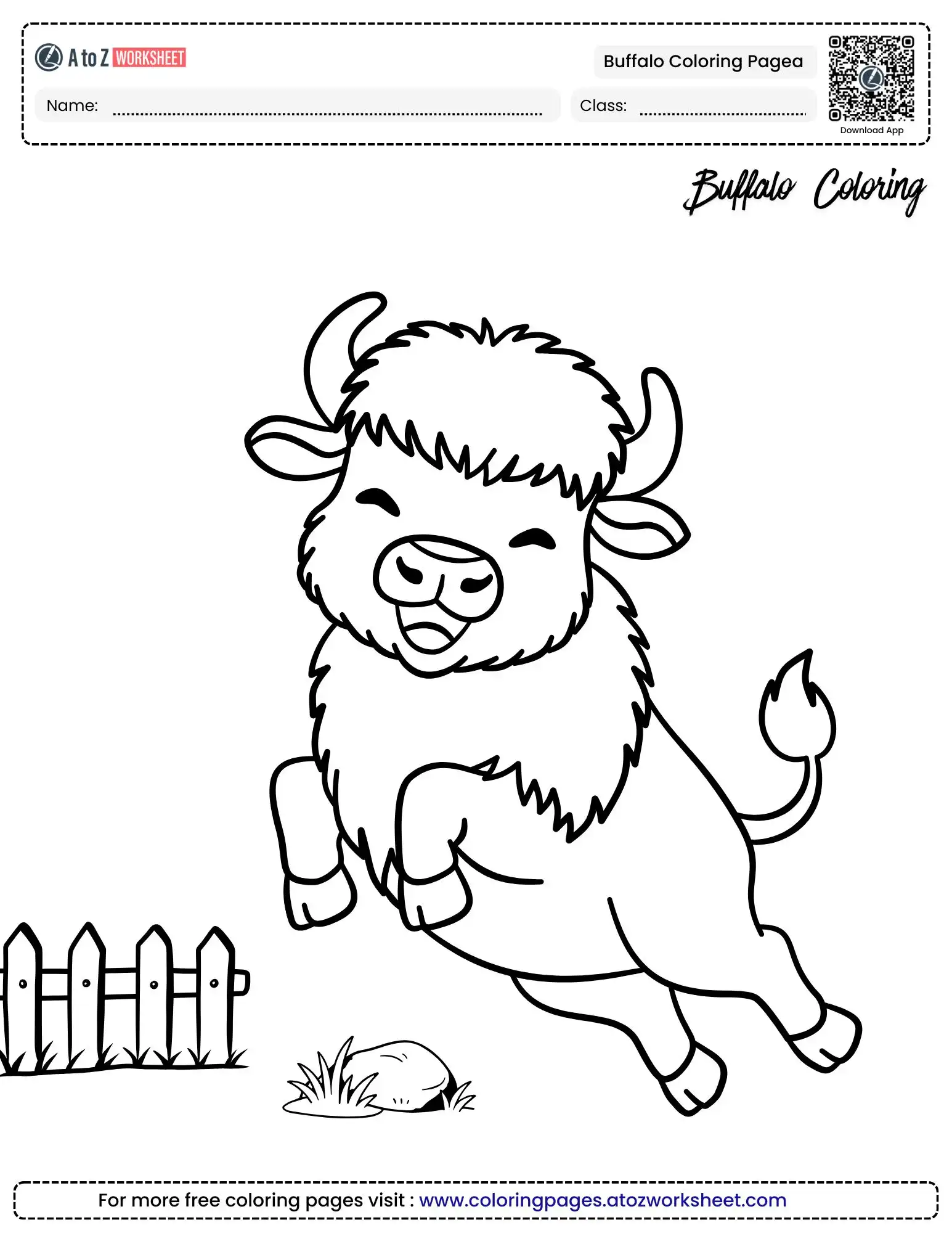 buffalo coloring pages pdf featuring a jumping calf