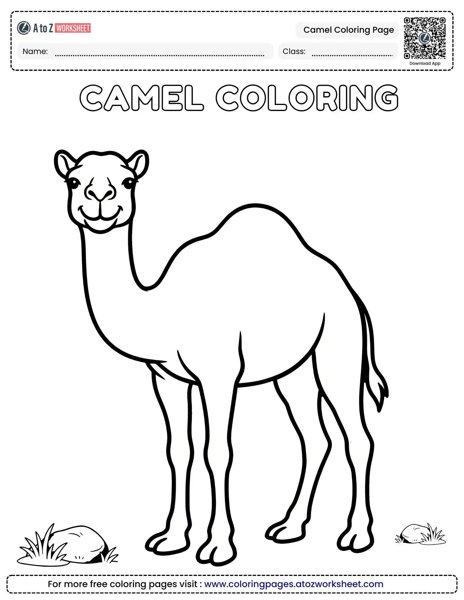 free printable camel coloring page for kids