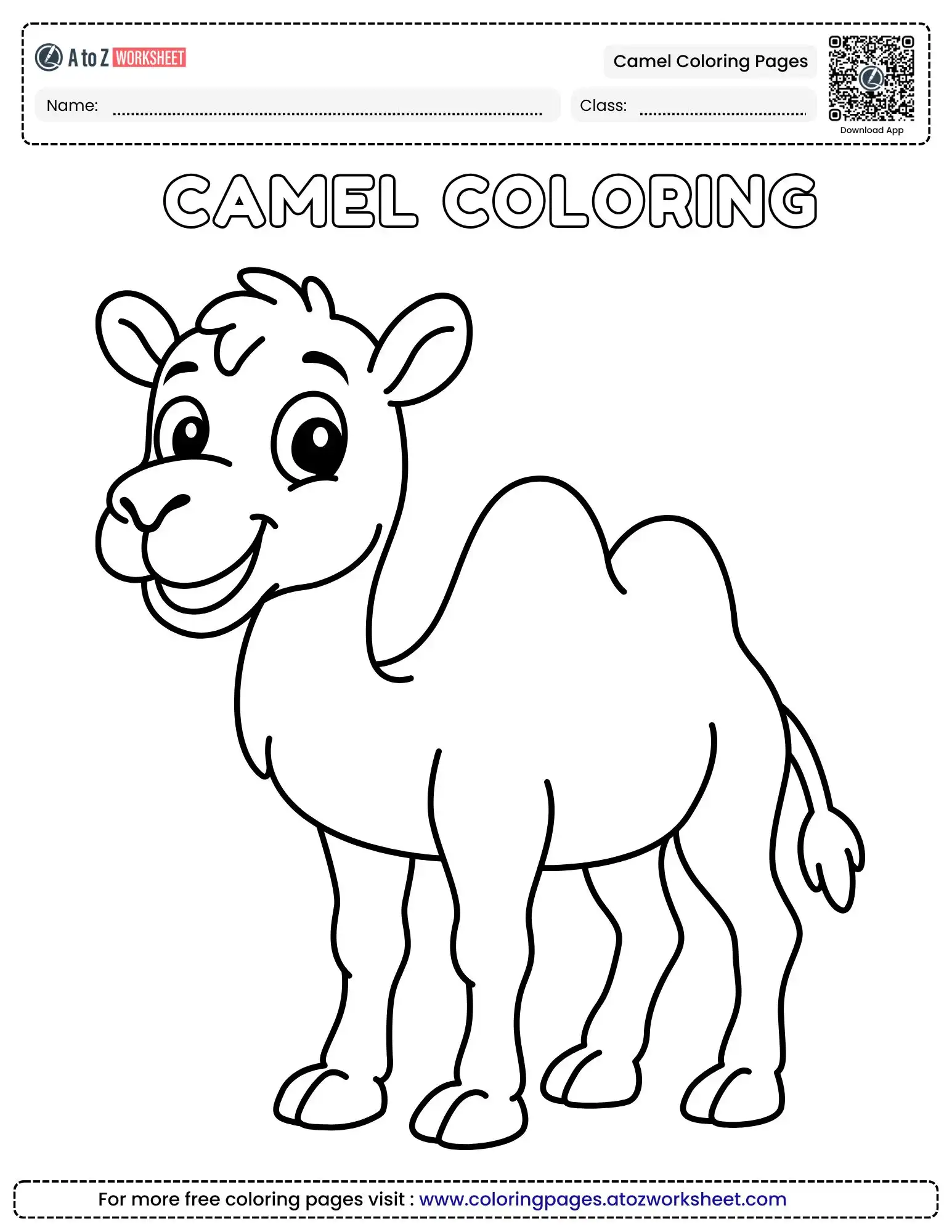 camel coloring pages pdf for classroom fun