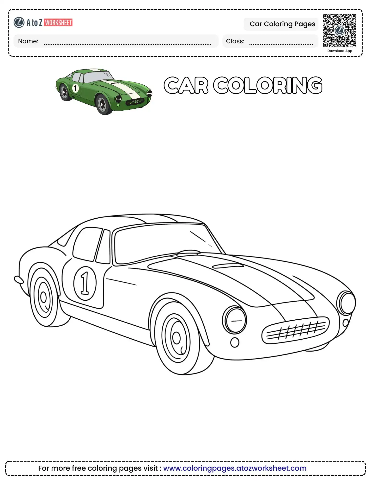 car coloring pages featuring a classic number one race car