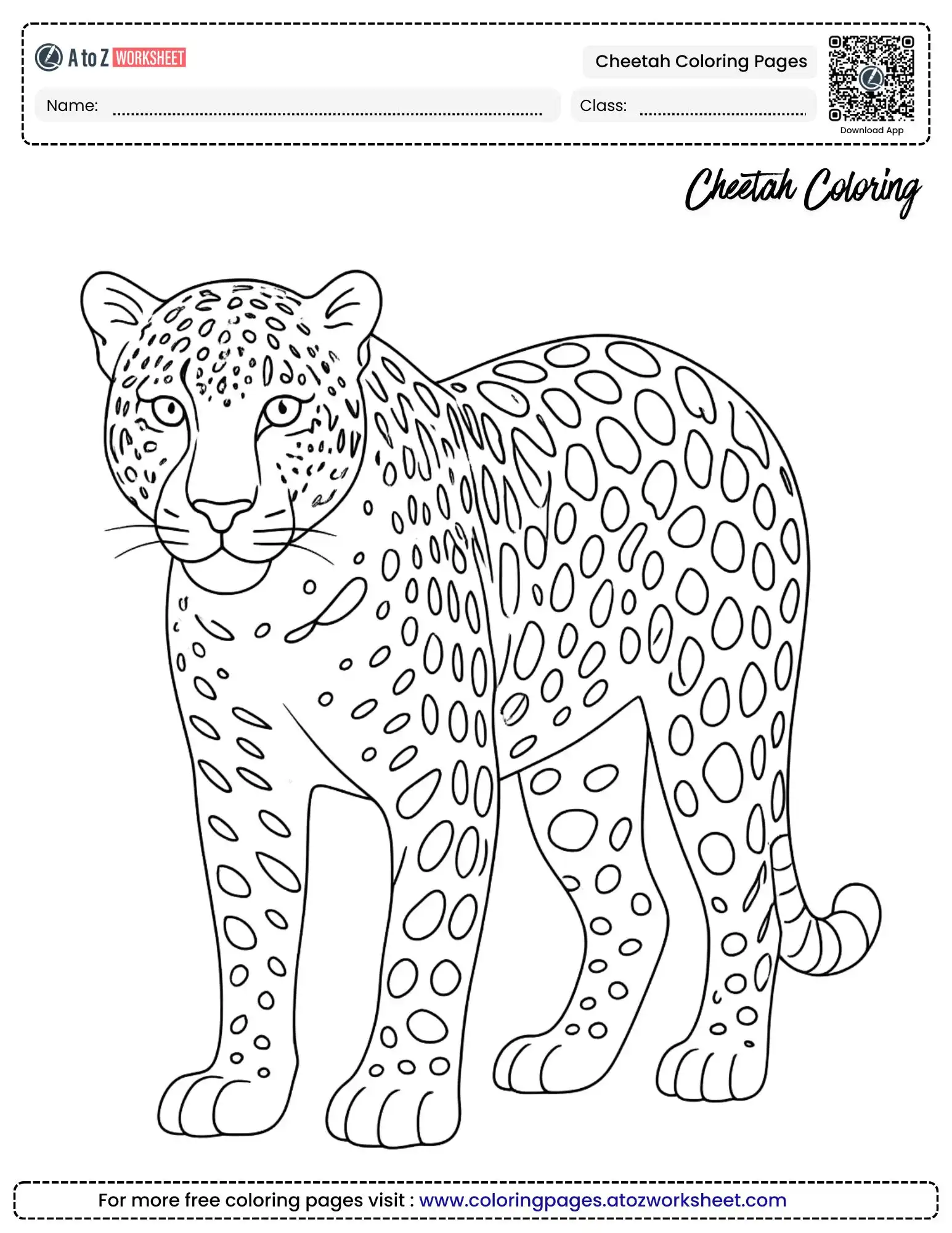 cheetah-coloring-pages-1 cheetah coloring pages featuring a standing wild cat with many spots