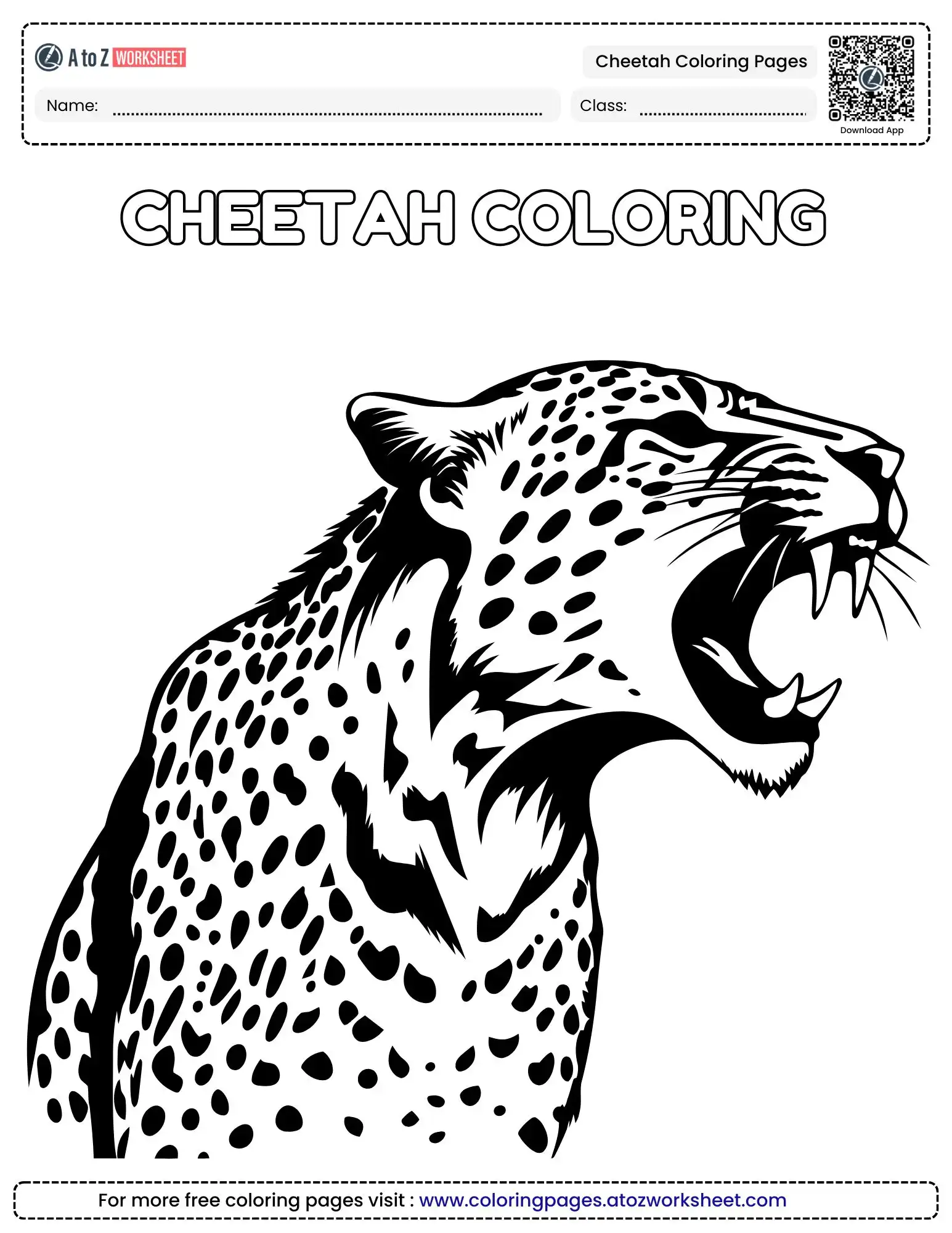 Free Cheetah Coloring Pages for Kids 2 cheetah coloring pages printable pdf showing a roaring wild cat head