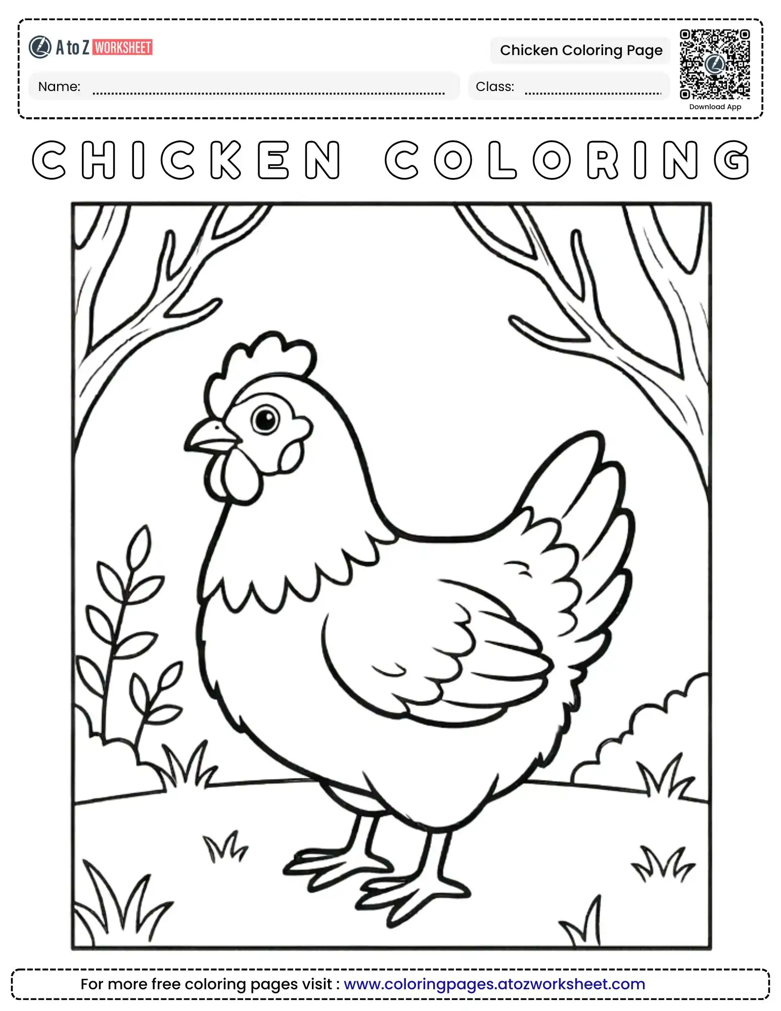 chicken coloring page free printable
