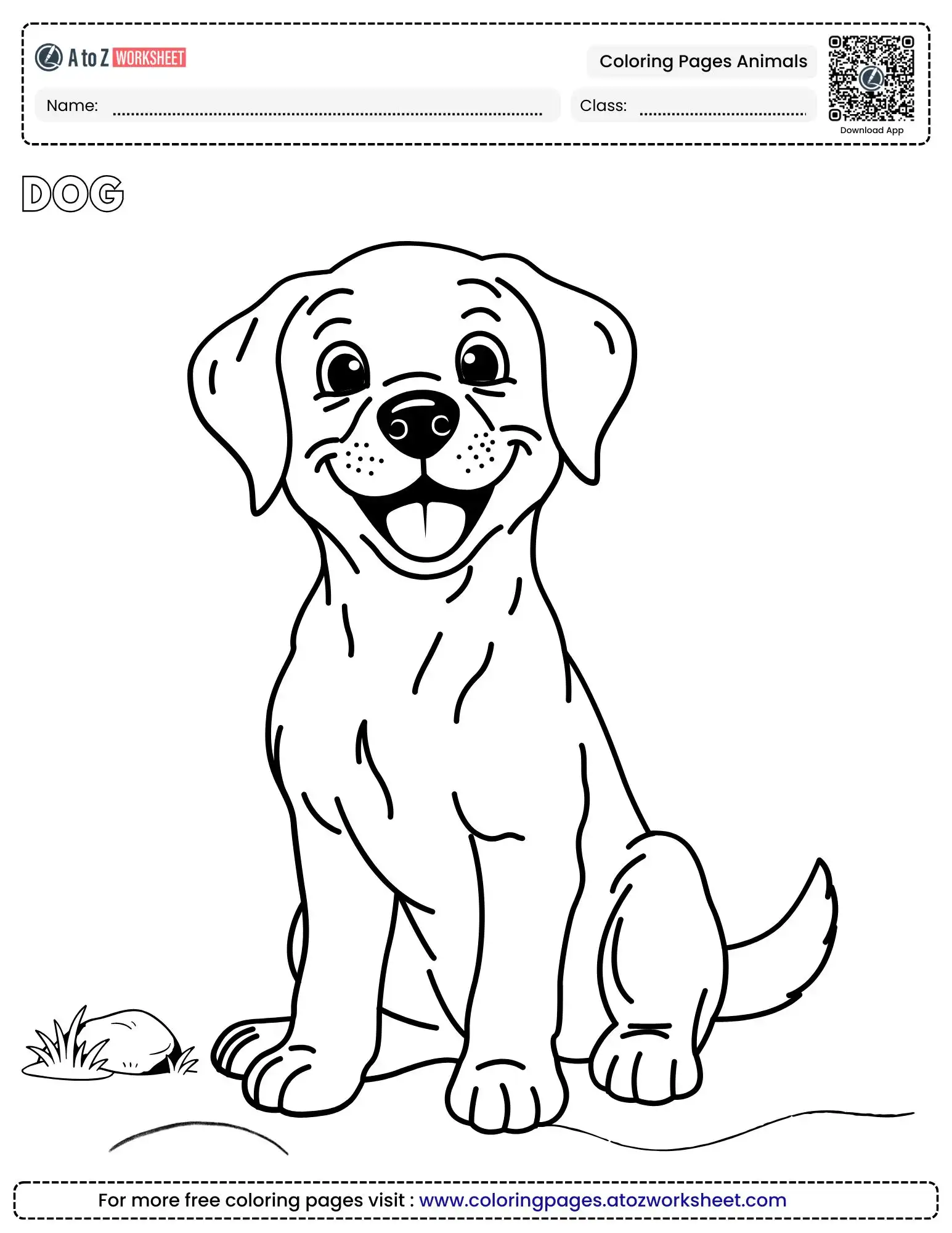 coloring pages animals featuring a happy sitting dog