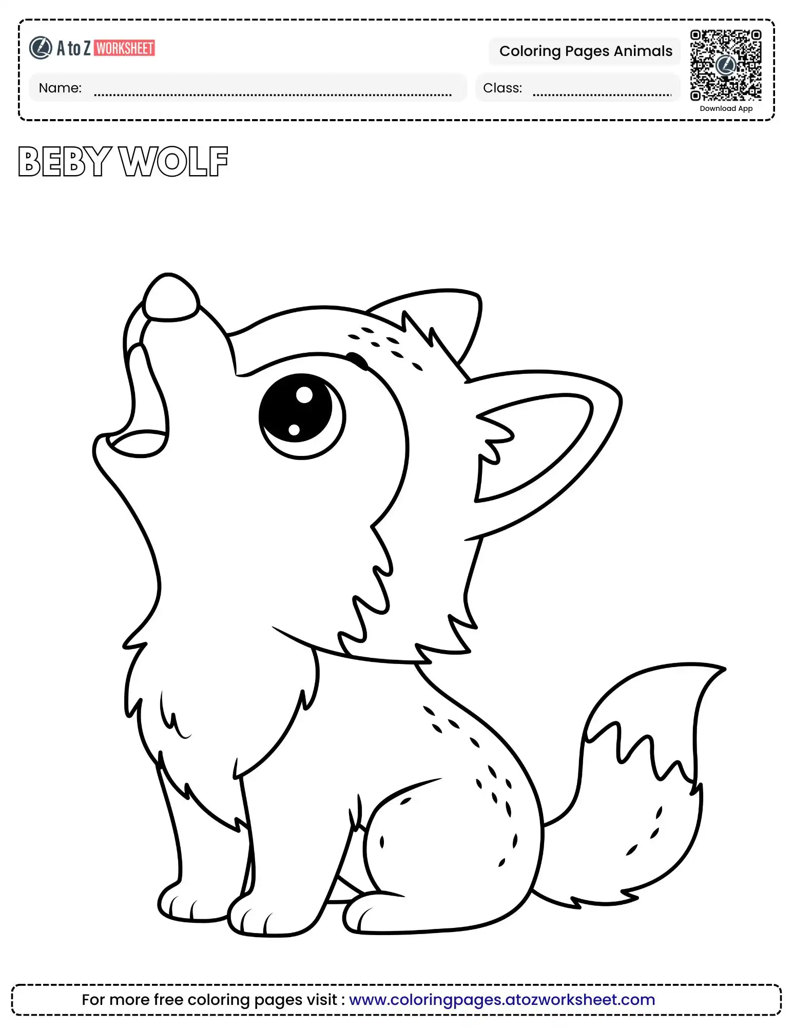 coloring pages animals featuring a small wolf cub howling