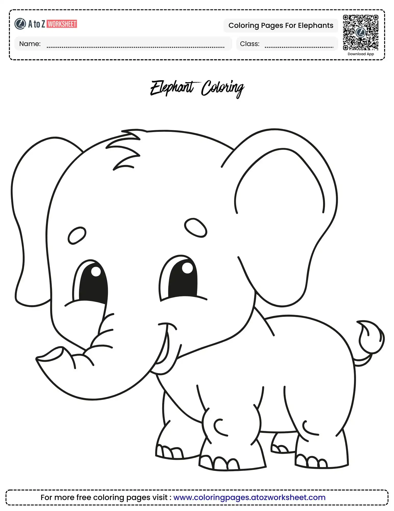 coloring pages for elephants of a happy baby calf standing