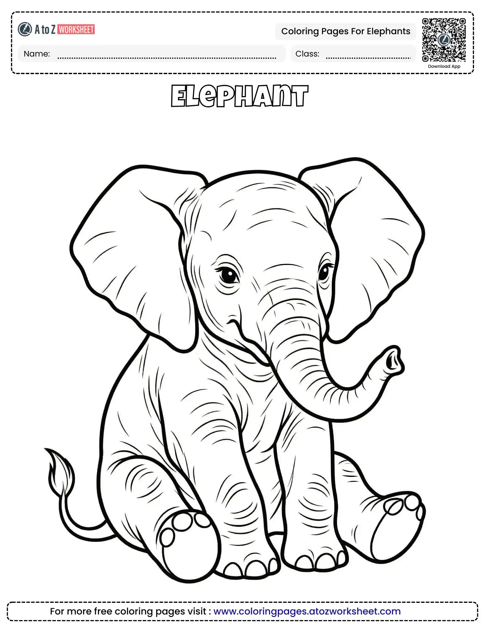 coloring pages for elephants showing a realistic sitting elephant