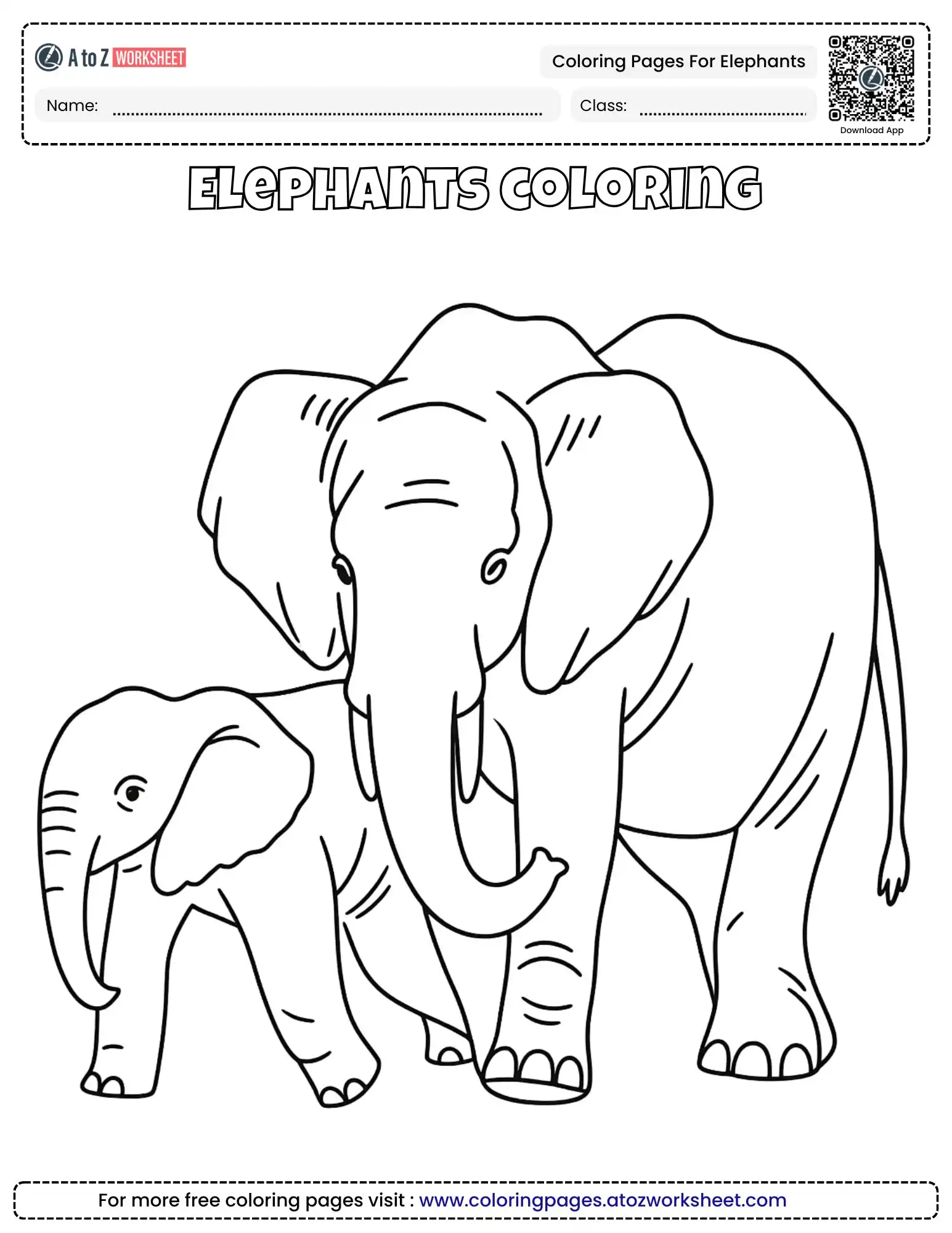 coloring pages for elephants featuring a mother and baby walking together