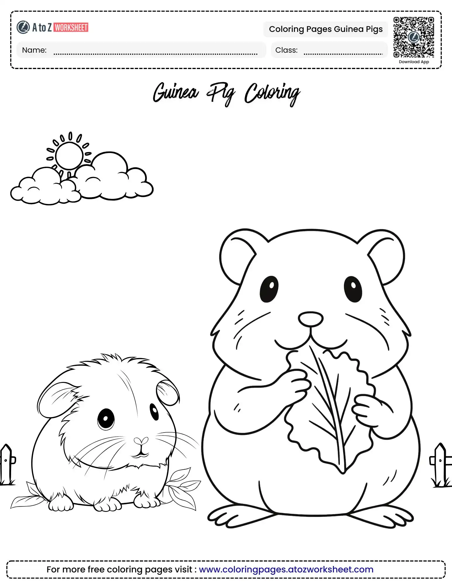 coloring pages guinea pigs realistic duo by the fence