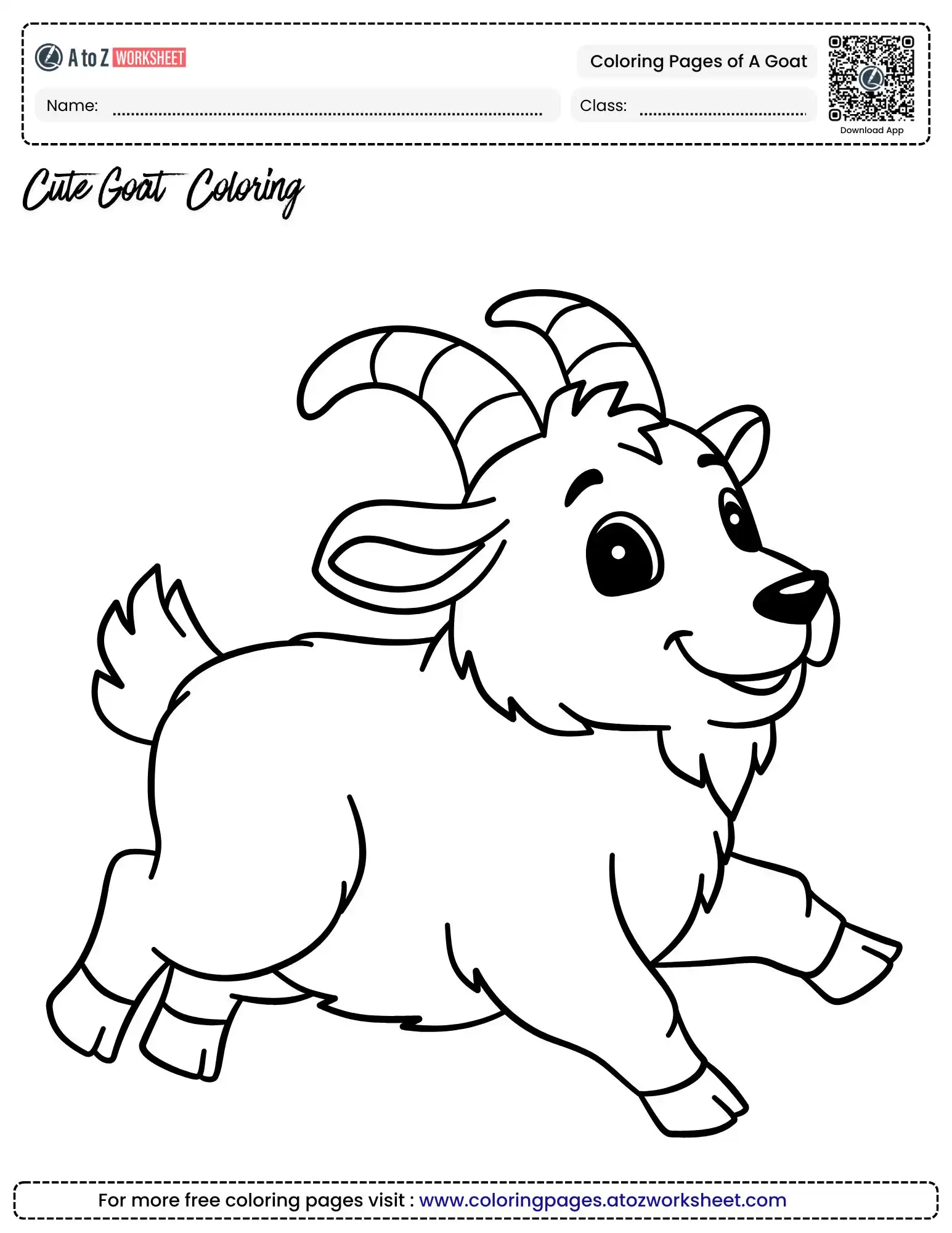 coloring pages of a goat cute jumping kid