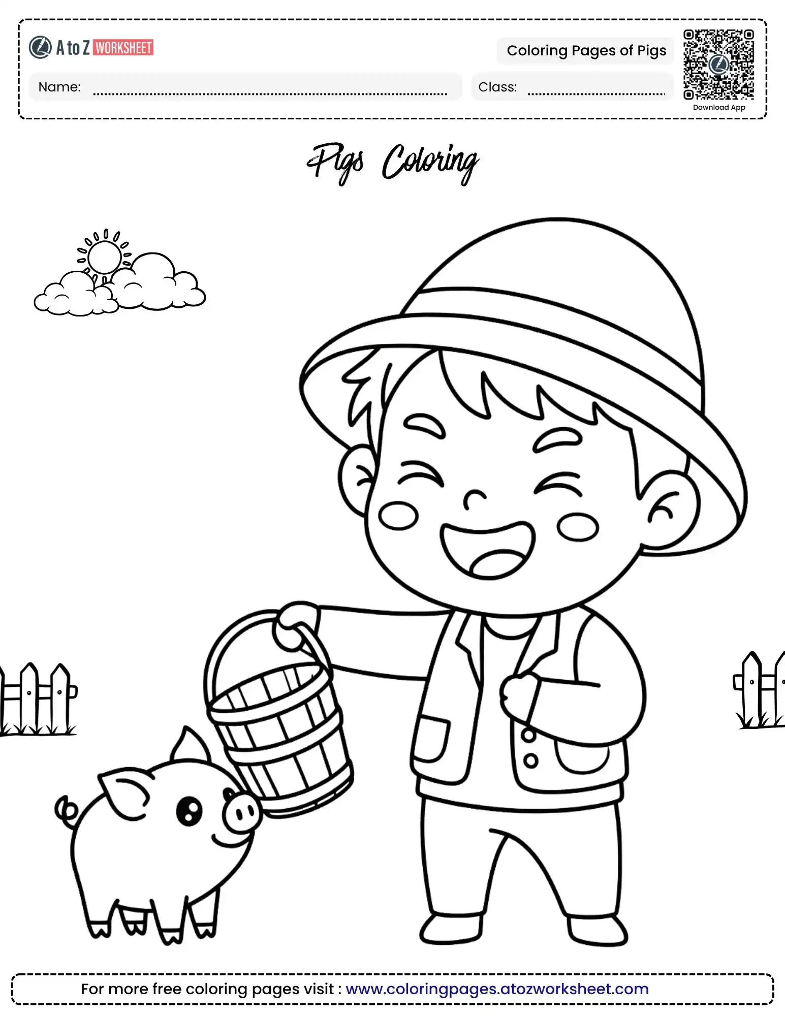 coloring pages of pigs cute pig with farm boy