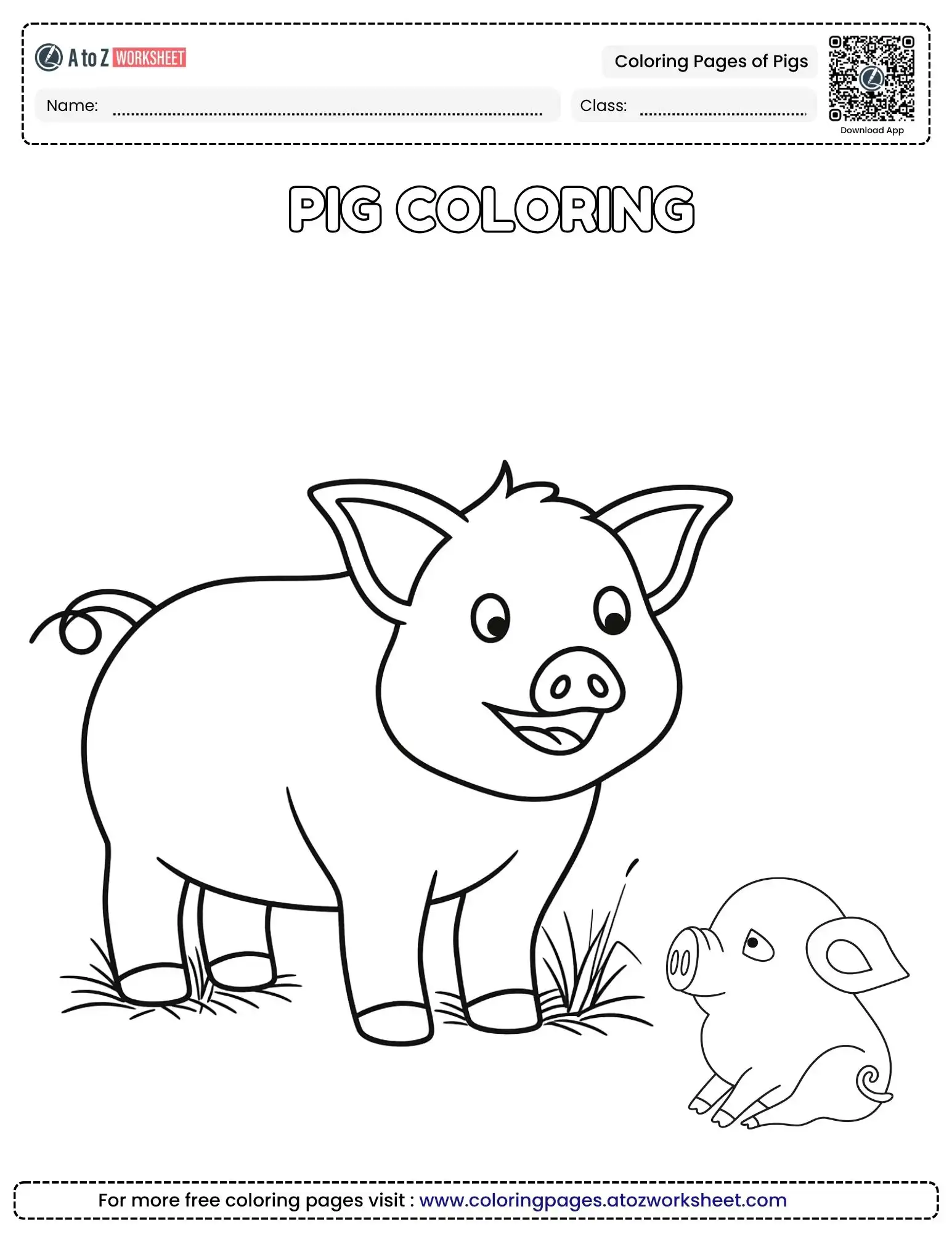 coloring pages of pigs large sow and small piglet