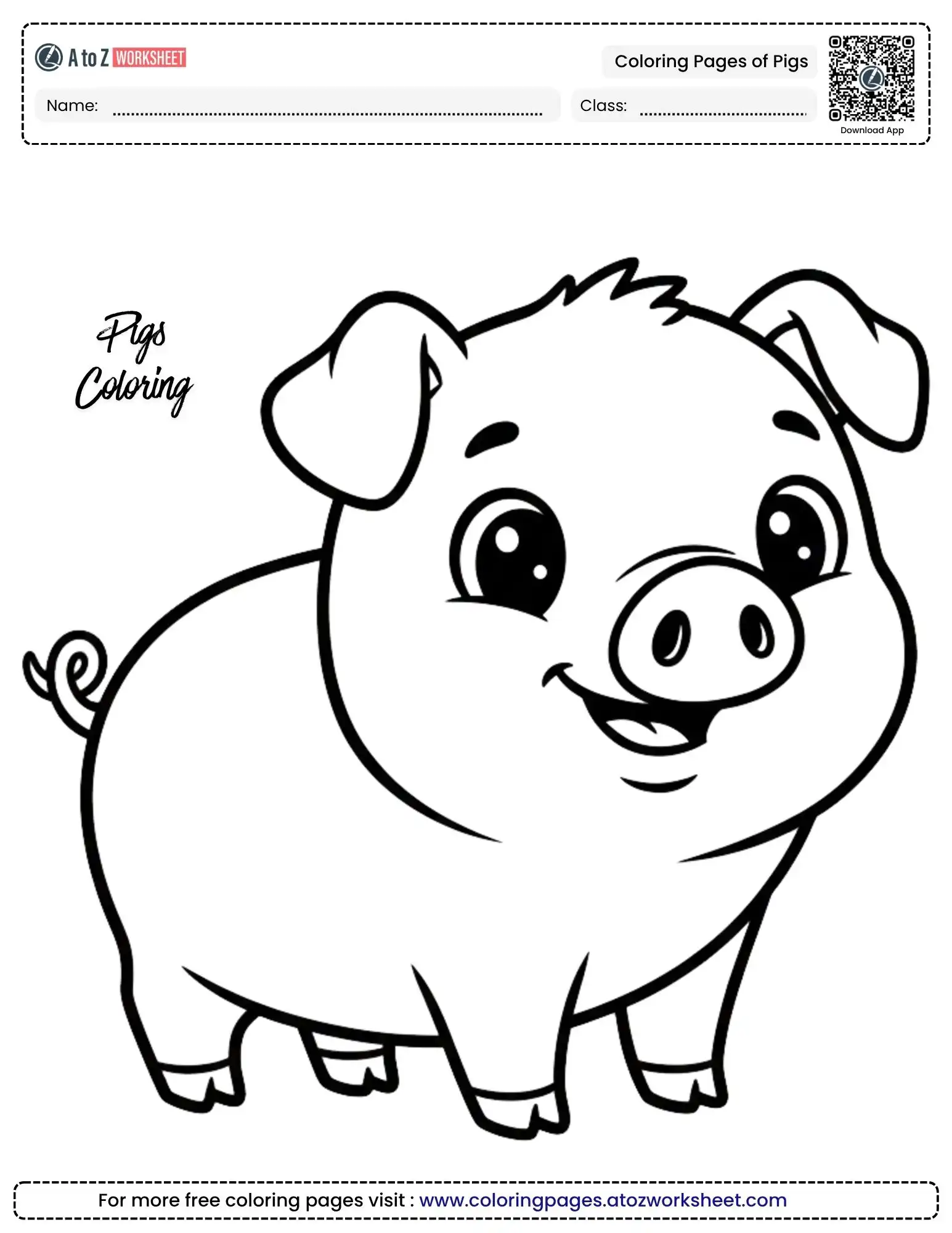 coloring pages of pigs happy standing piglet