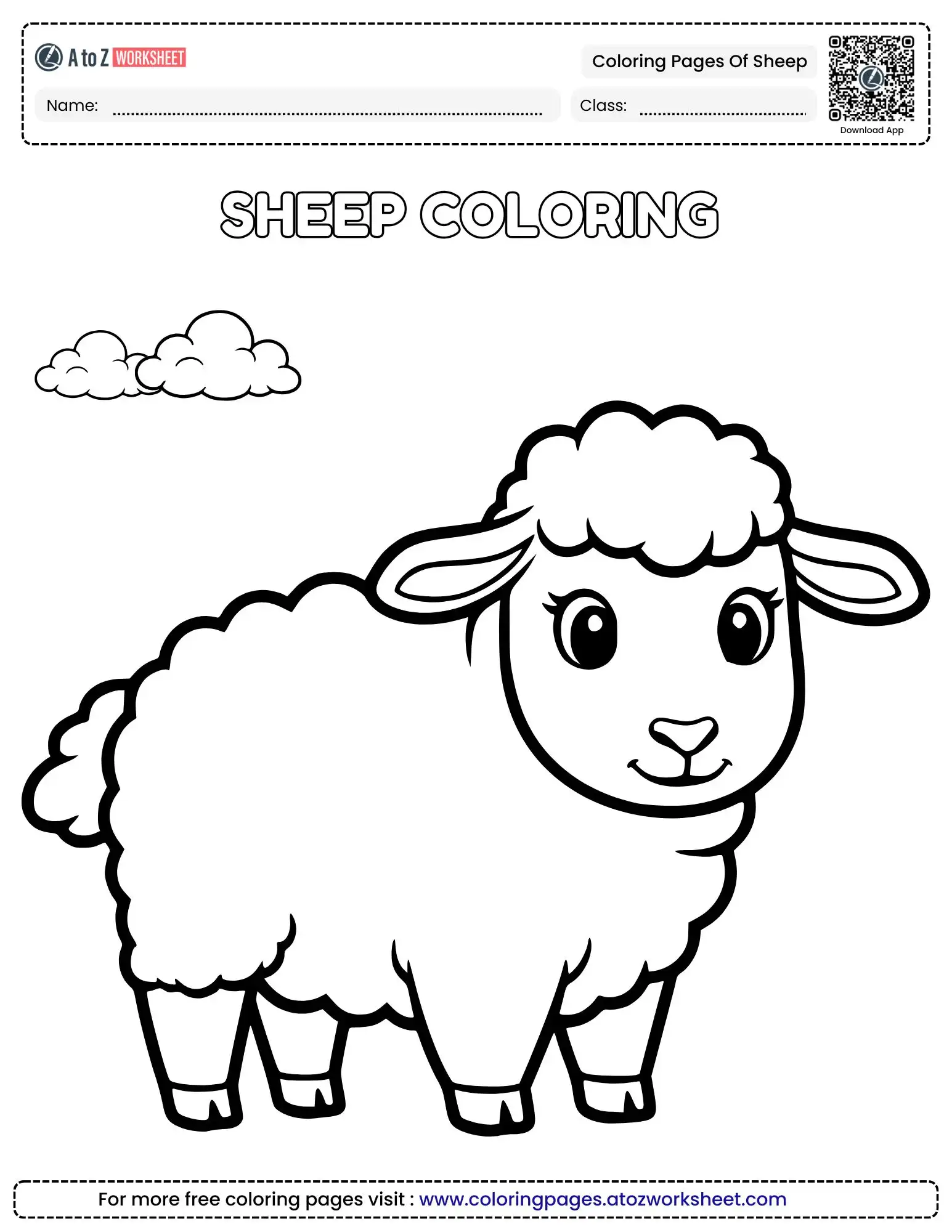 coloring-pages-of-sheep-1 sheep coloring sheets cute ewe under clouds
