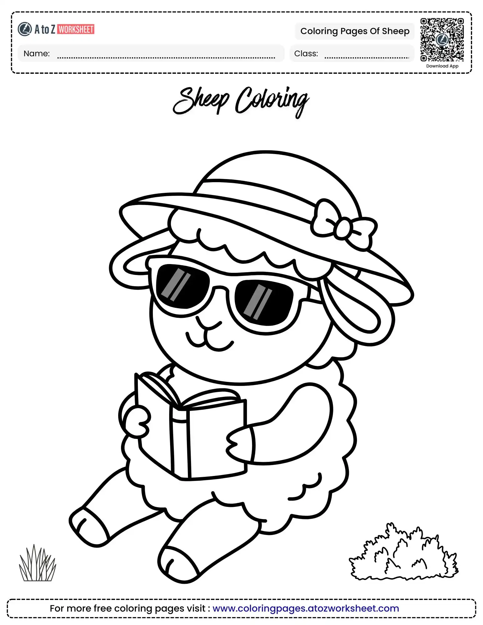 Free High Quality Coloring Pages of Sheep for School Activities 1 sheep coloring sheets stylish lamb reading