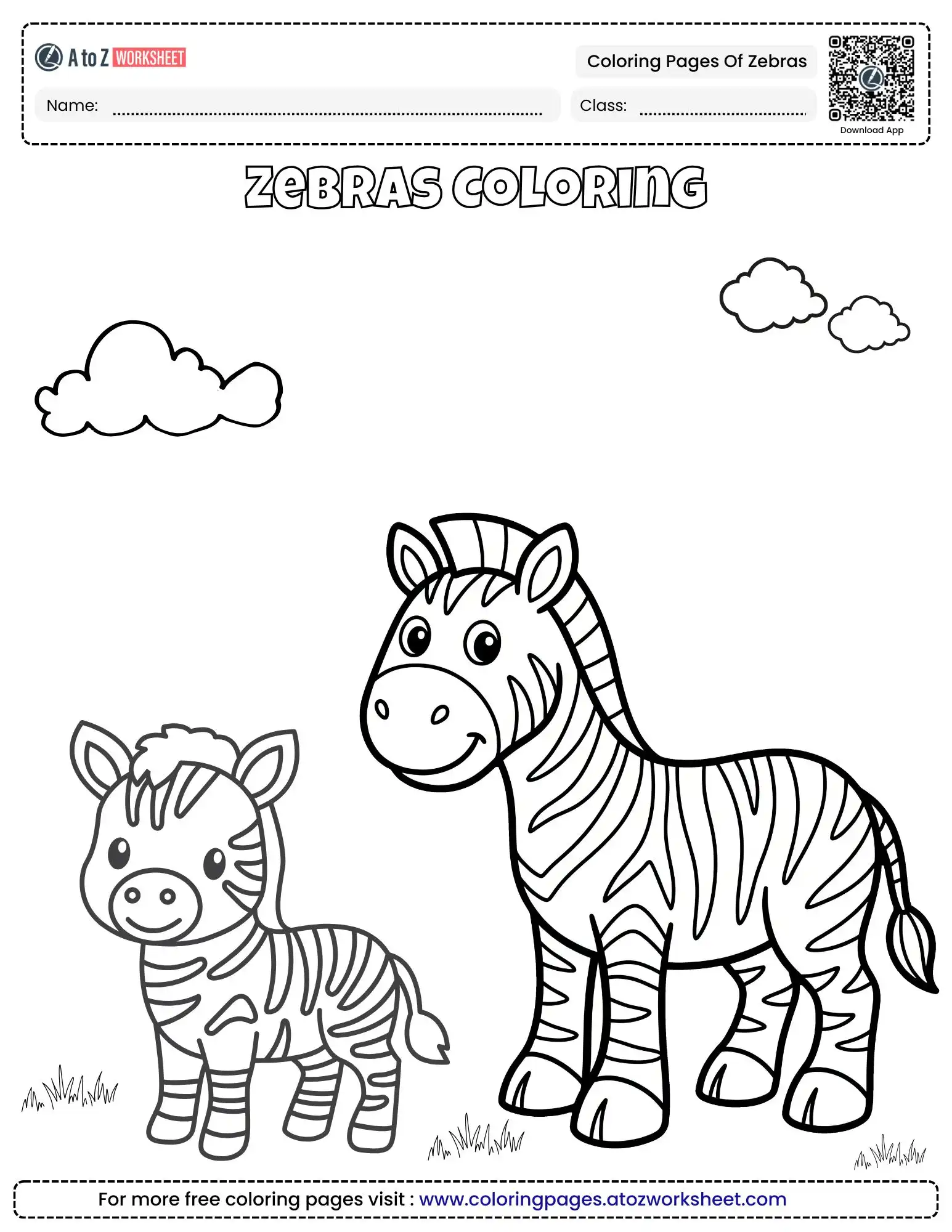 coloring pages of zebras featuring a mother and her cute baby calf