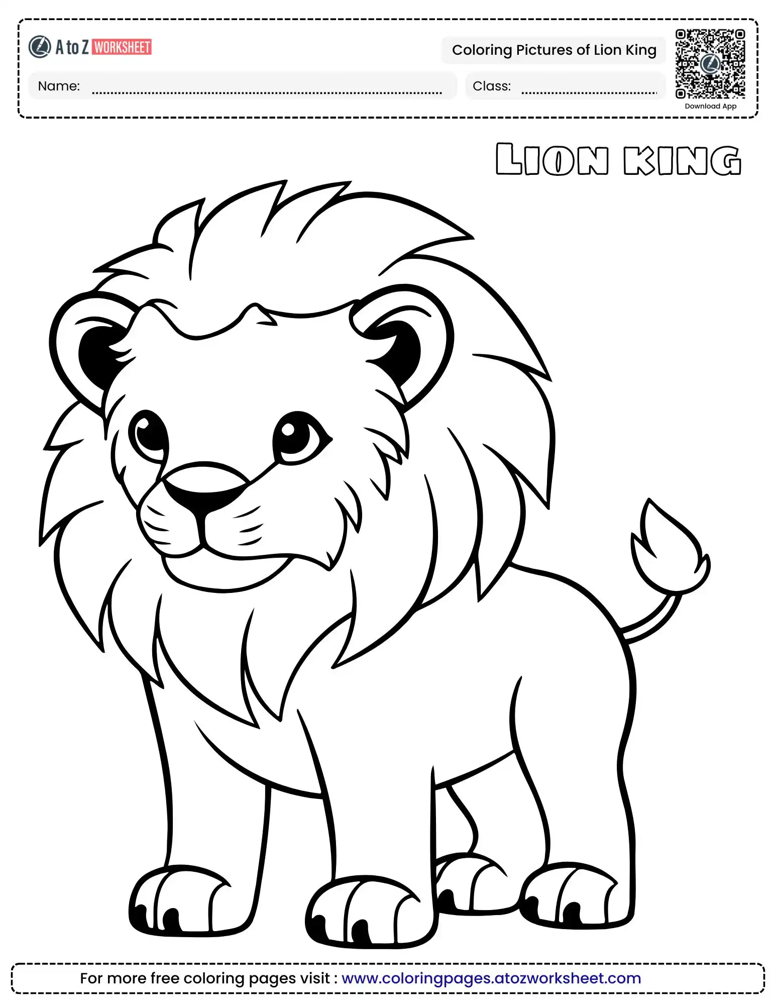 coloring pictures of lion king showing a cute baby lion cub with a fluffy mane.