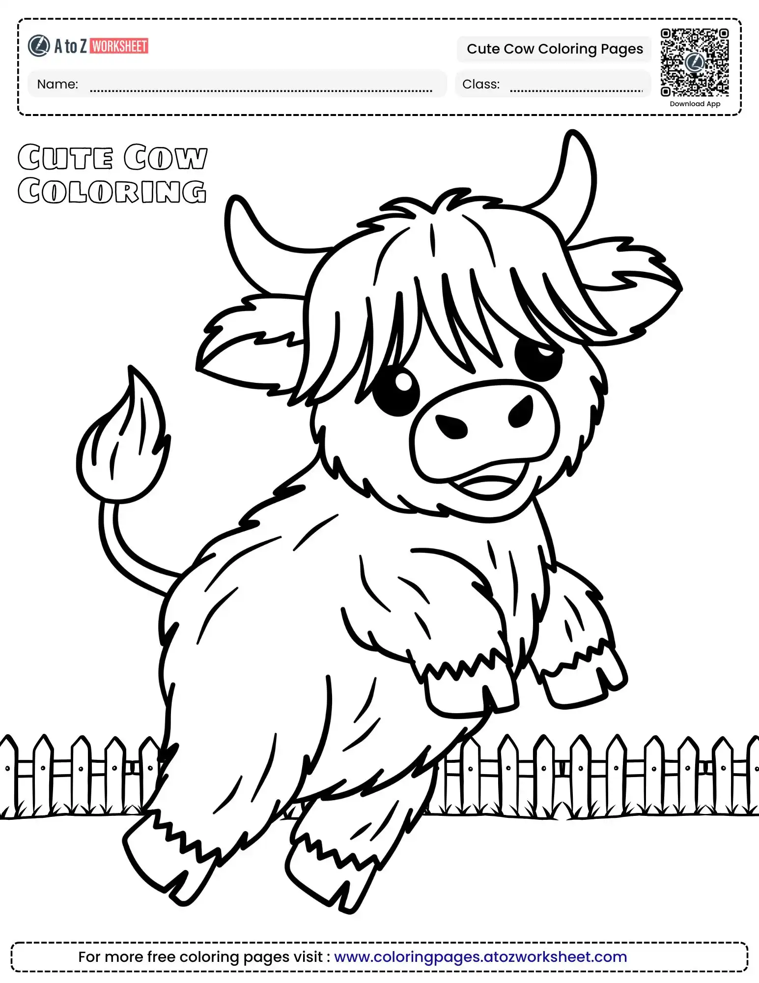 cute-cow-coloring-pages-1 cute cow coloring pages featuring a fluffy calf winking by a farm barn.