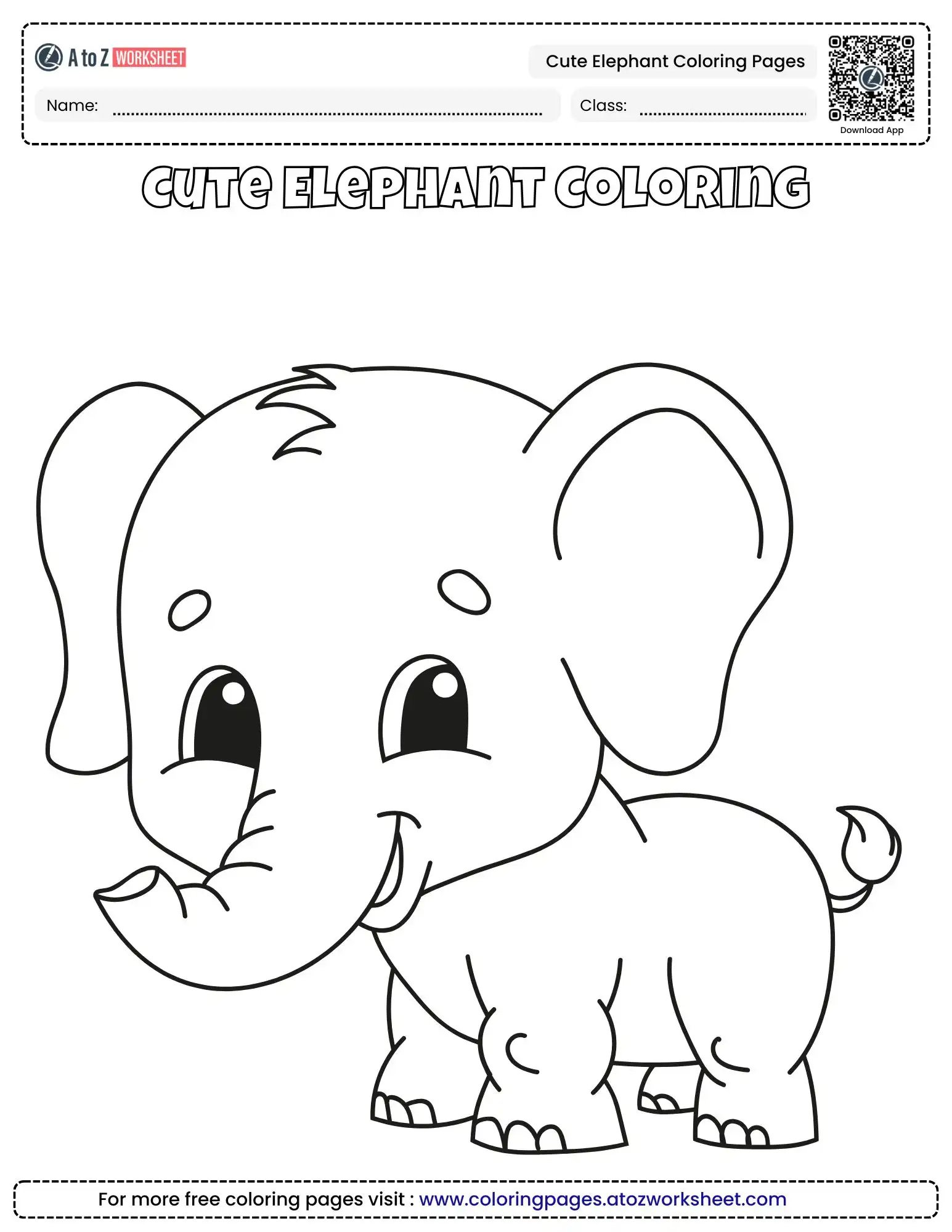 cute elephant coloring pages for preschool kids