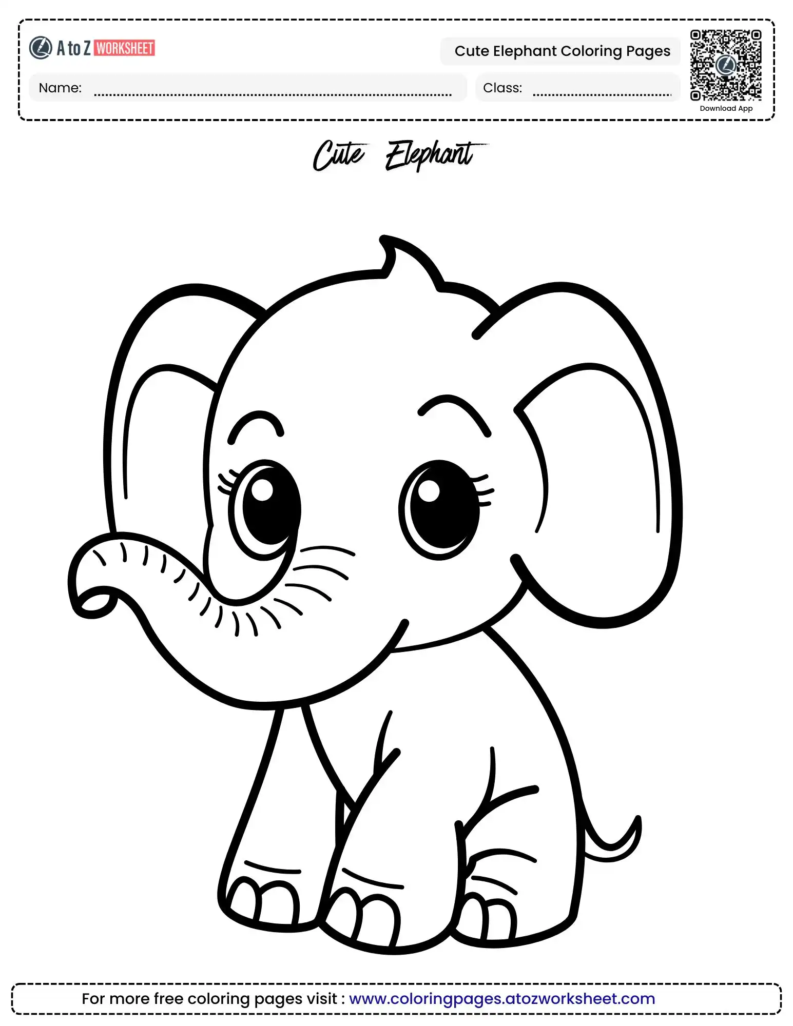 cute elephant coloring pages side view