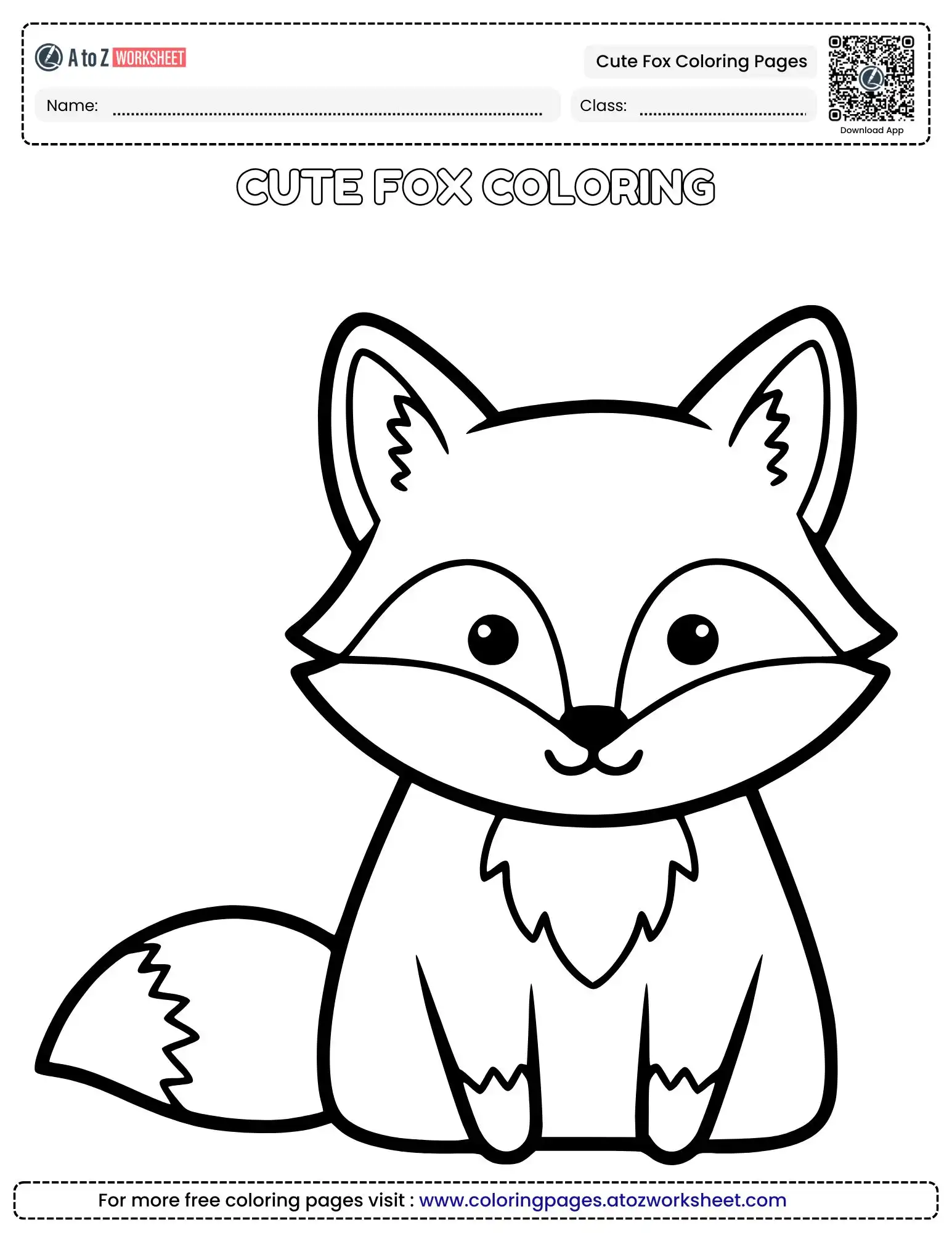 Free Cute Fox Coloring Pages For Creative Young Illustrators 1 cute fox coloring pages showing a round faced fox sitting forward