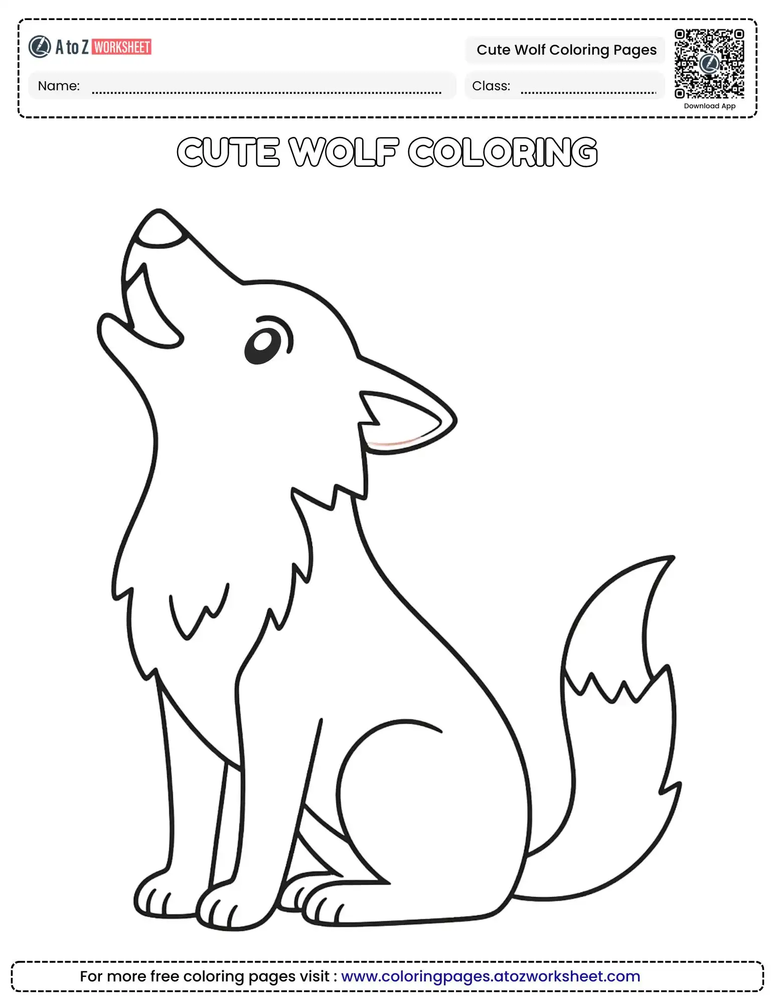 cute wolf coloring pages showing a small wolf pup howling