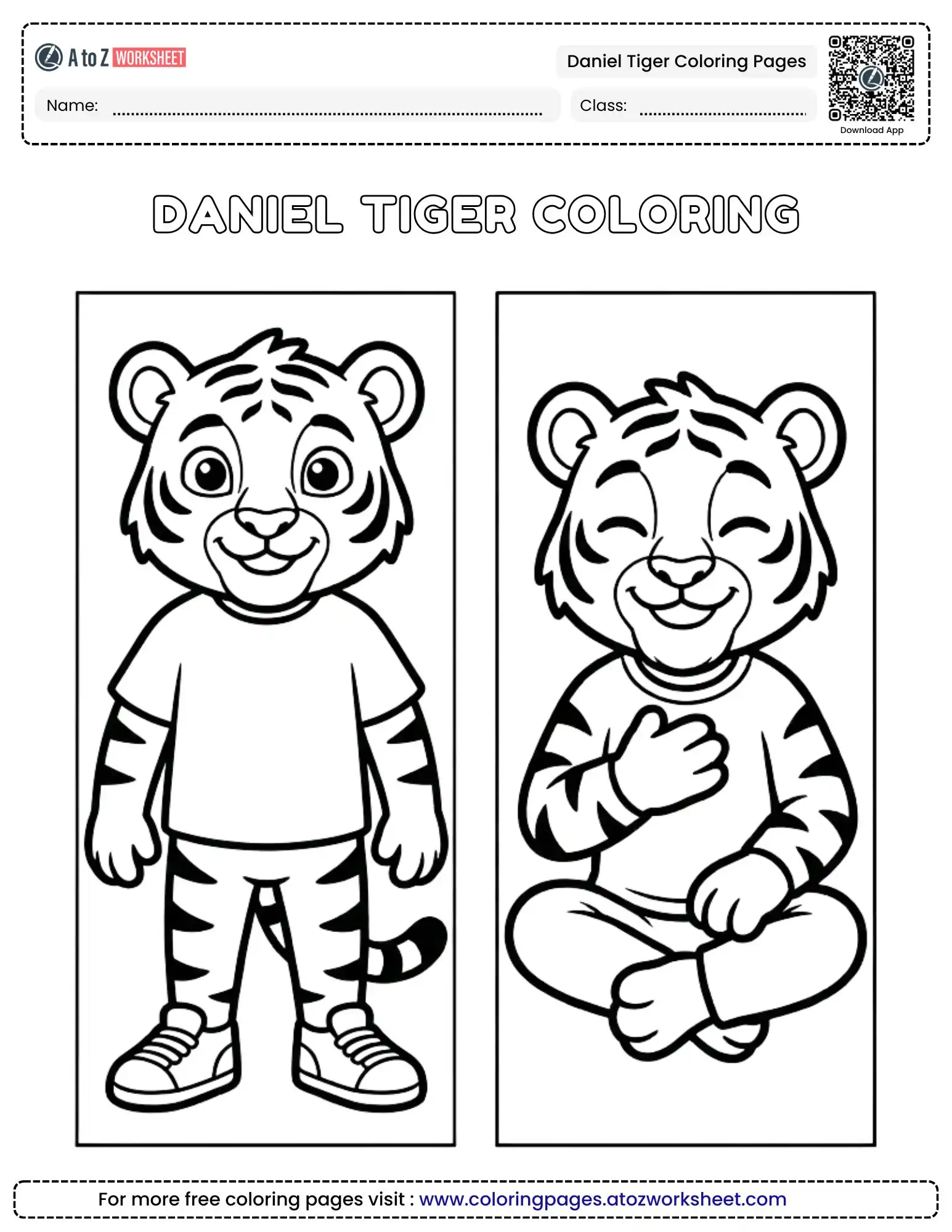 daniel tiger coloring pages kids featuring the character standing and sitting