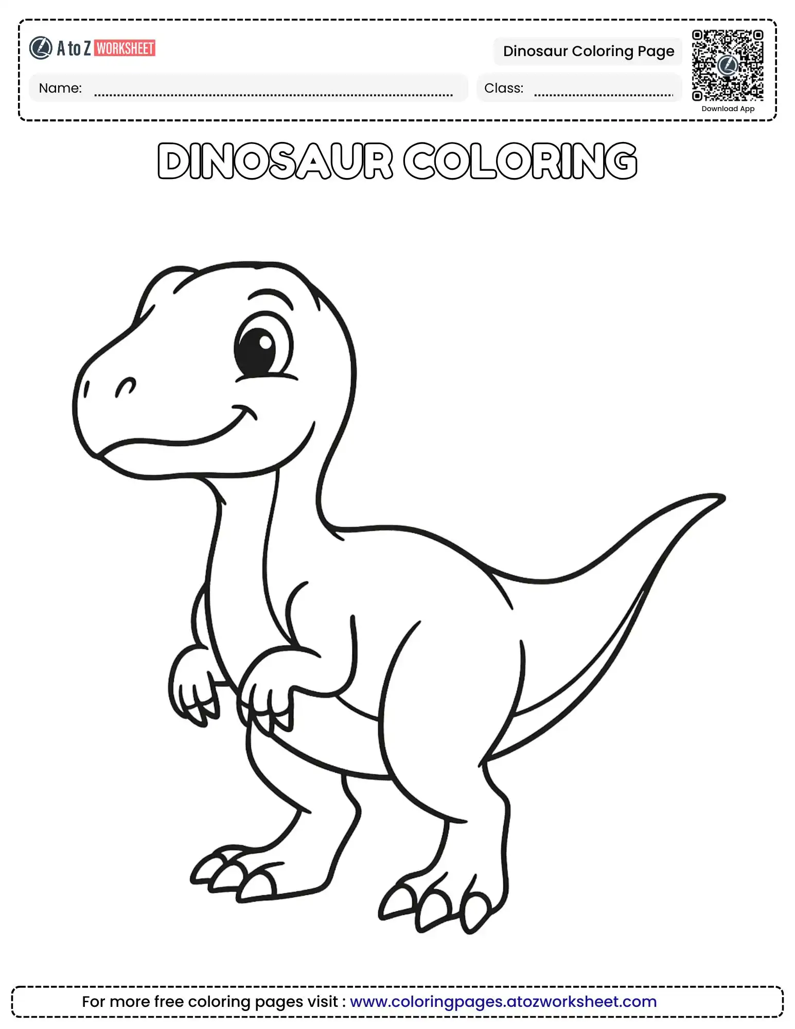 dinosaur coloring page featuring a cute baby tyrannosaurus