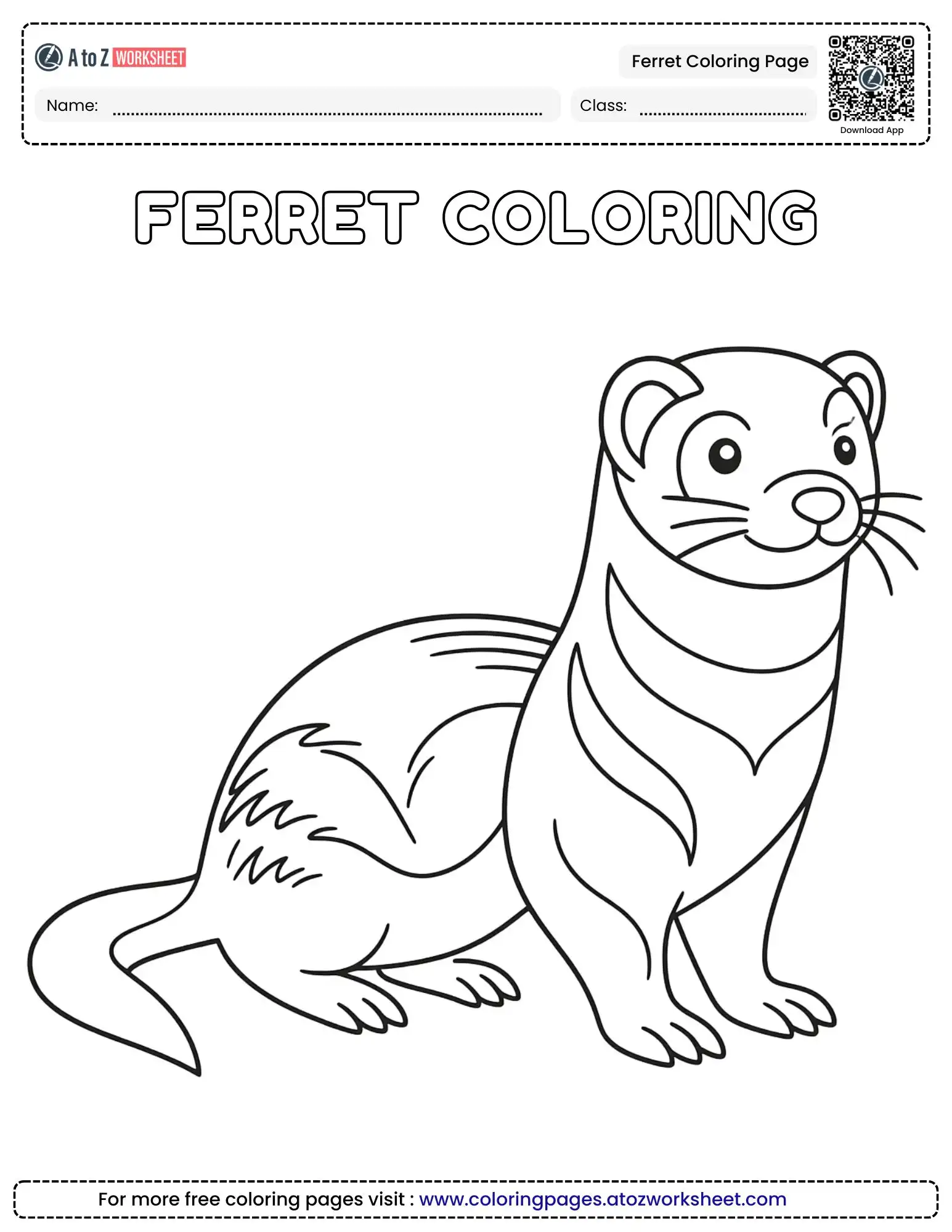 free printable ferret coloring page for kids