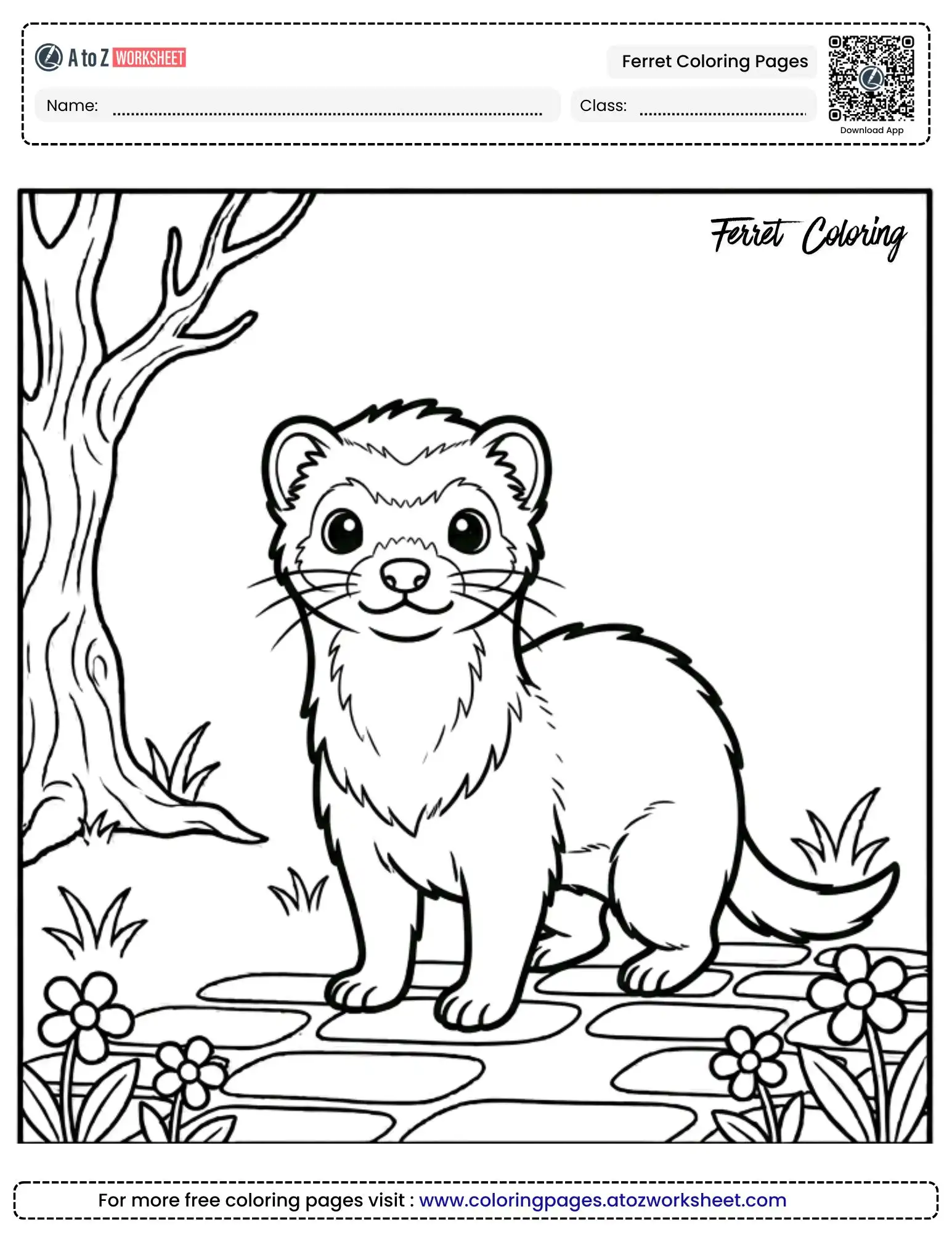 Free Printable Ferret Coloring Pages for Fine Motor Skills 2 ferret coloring pages pdf garden scene