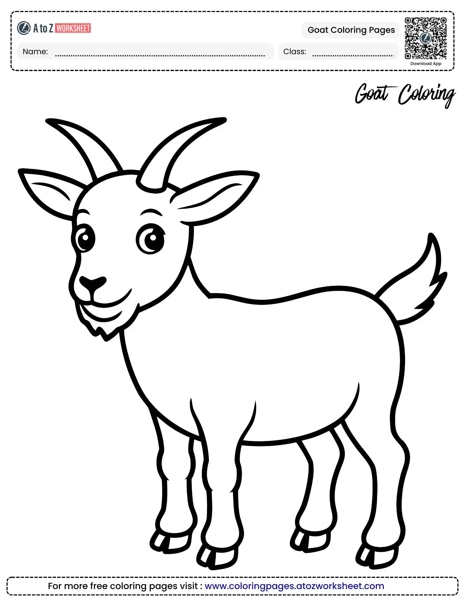 goat coloring pages cute kid standing
