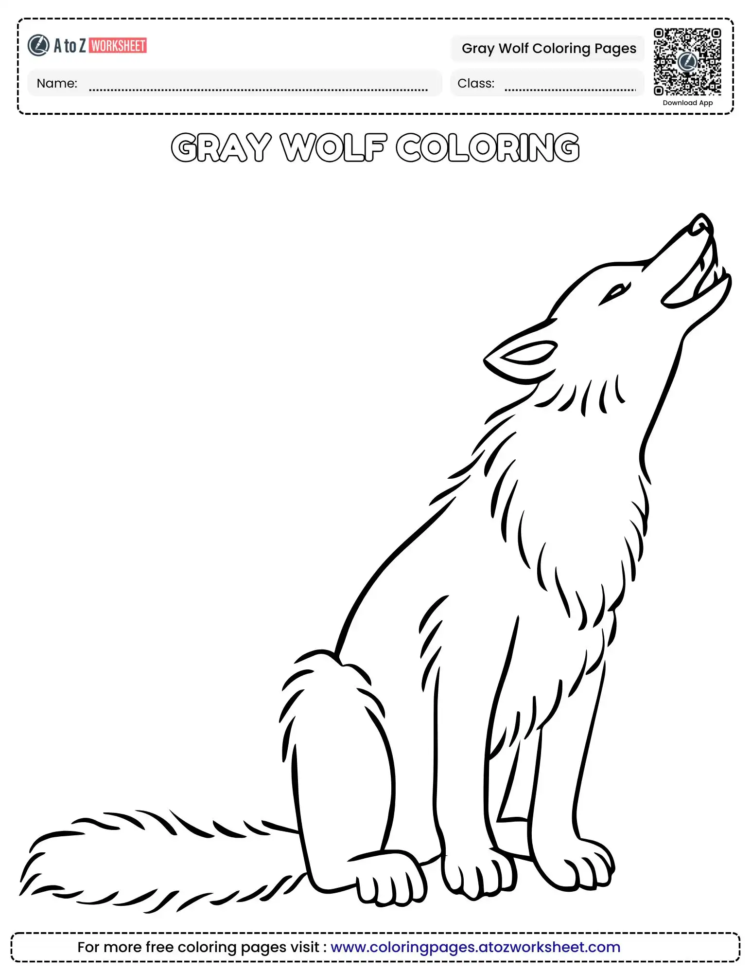 gray wolf coloring pages showing a realistic howling wolf silhouette