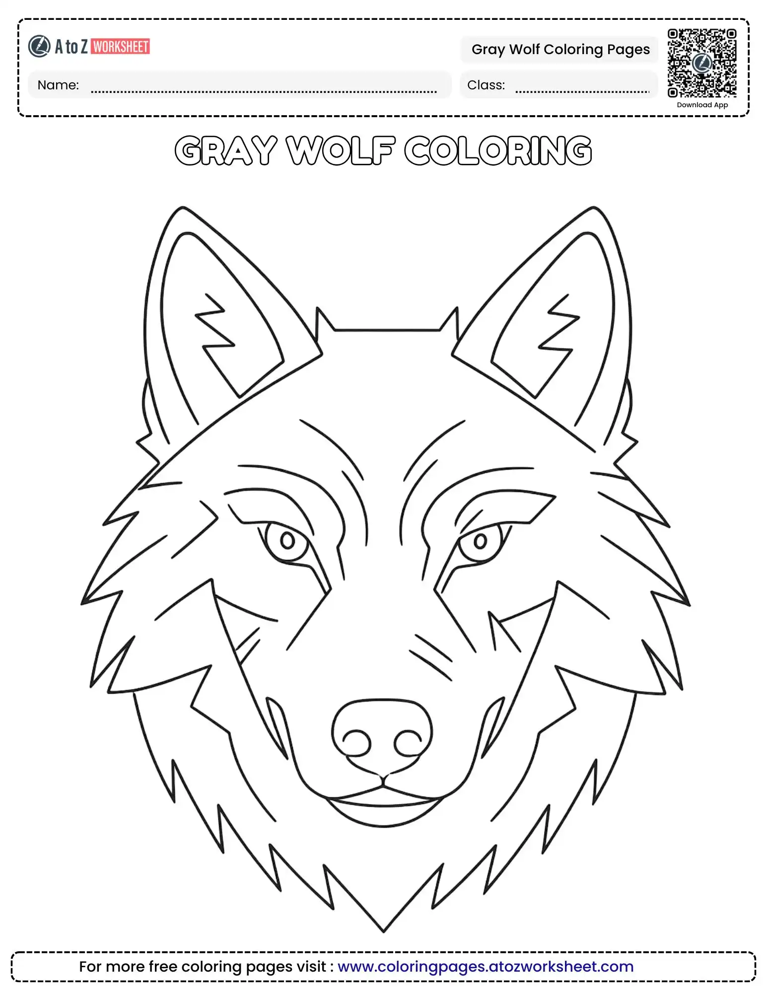 gray wolf coloring pages depicting a detailed wolf head portrait