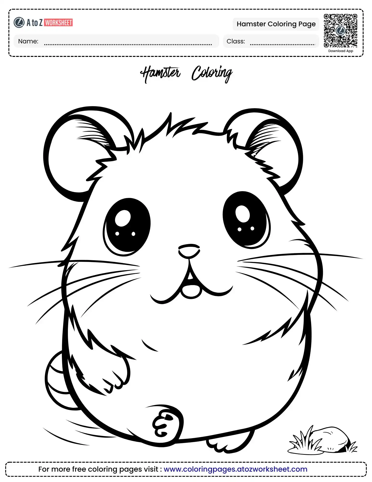 hamster-coloring-page cute hamster coloring page with big eyes for kids