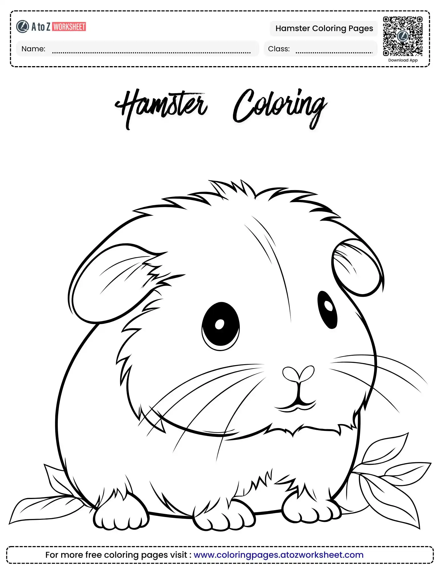 cute little rodent with leaves hamster coloring pages