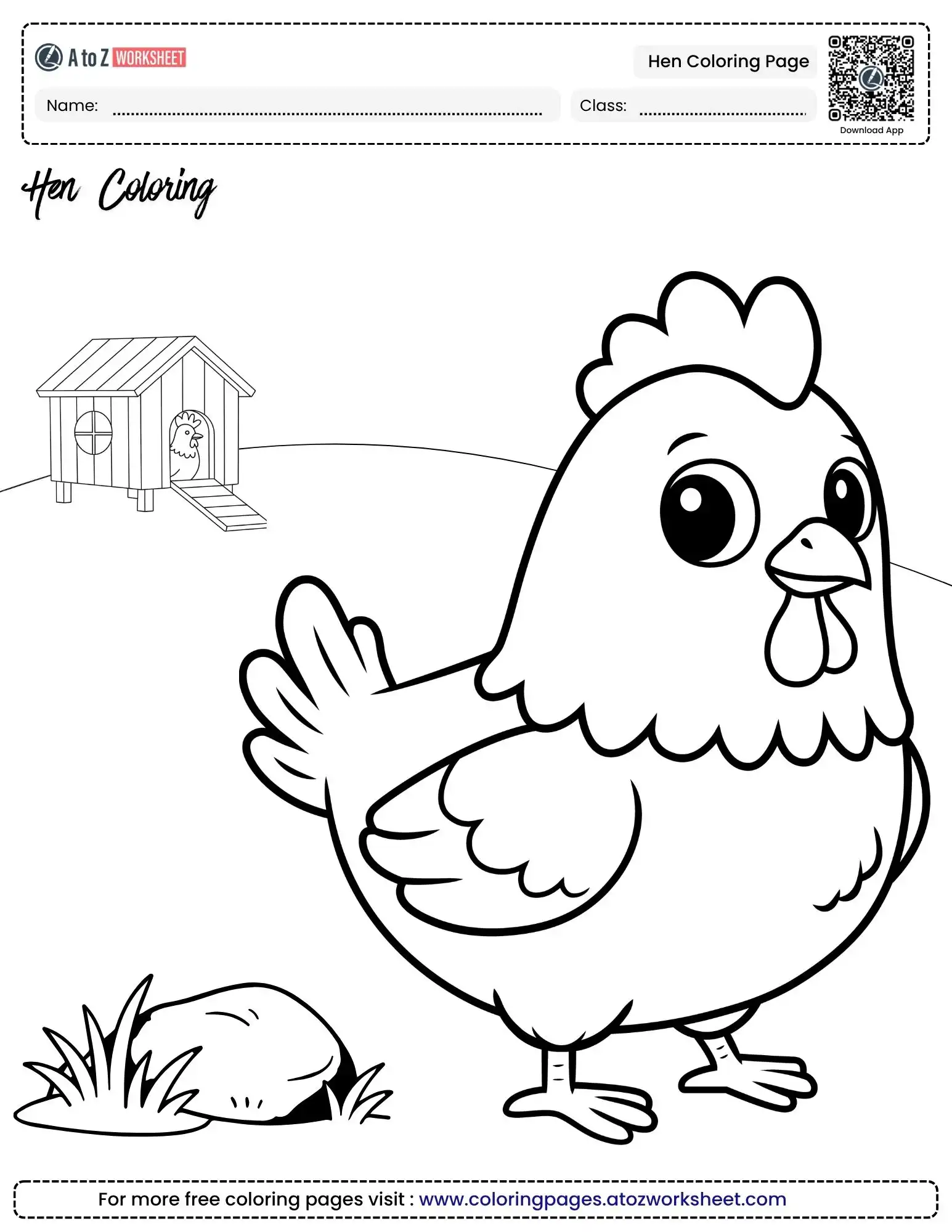 hen coloring page free printable
