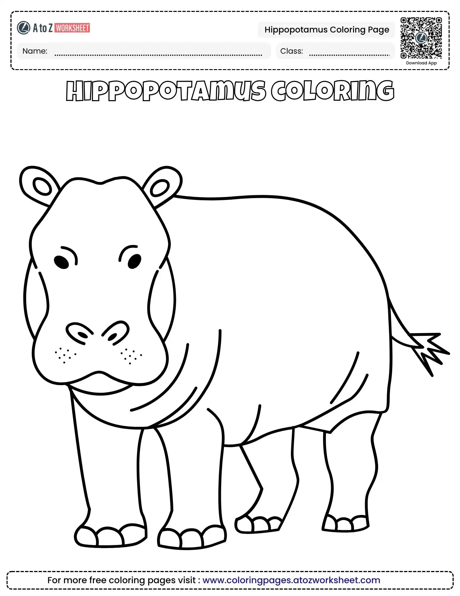 hippopotamus coloring pages simple front view outline