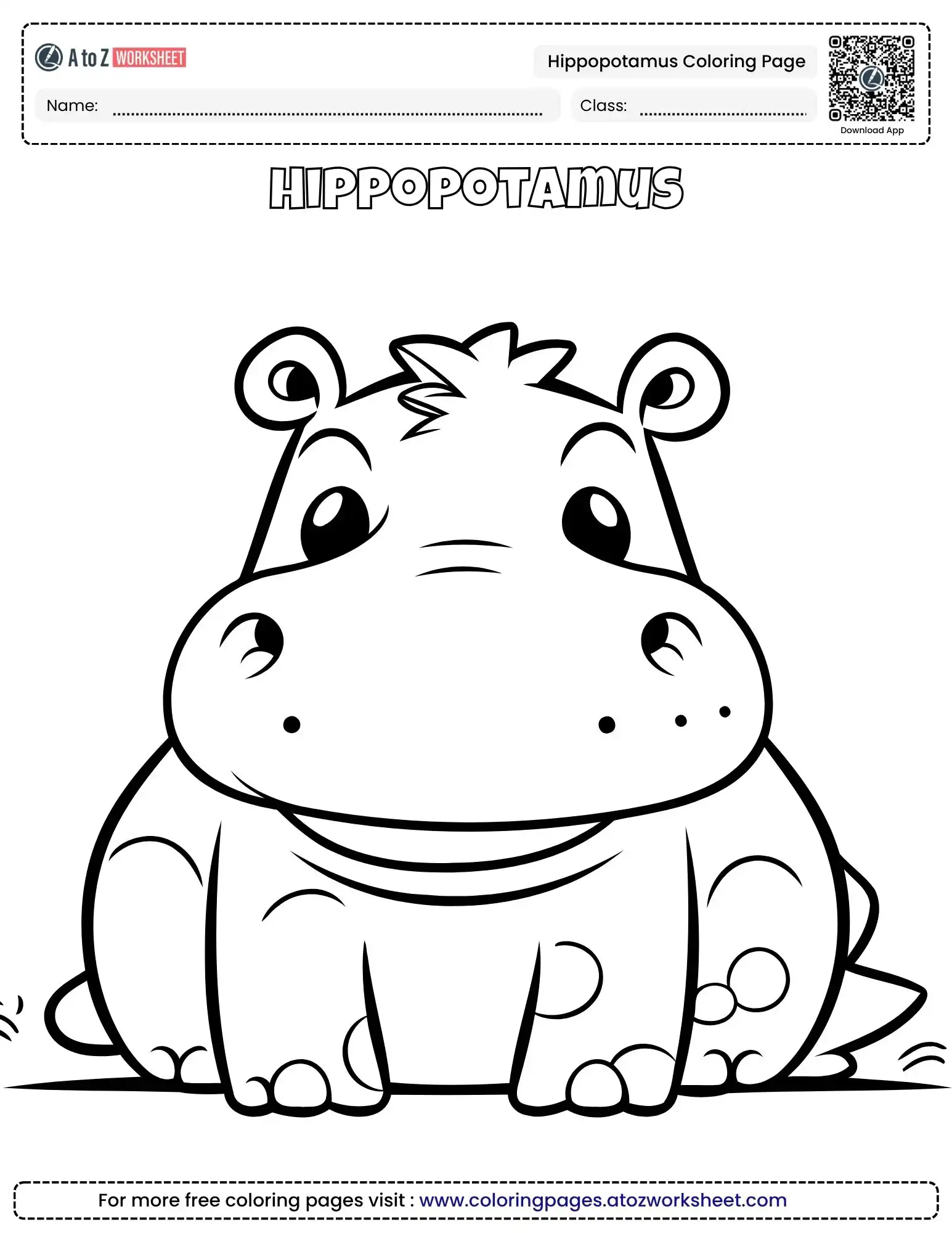 hippopotamus coloring pages sitting baby calf front view