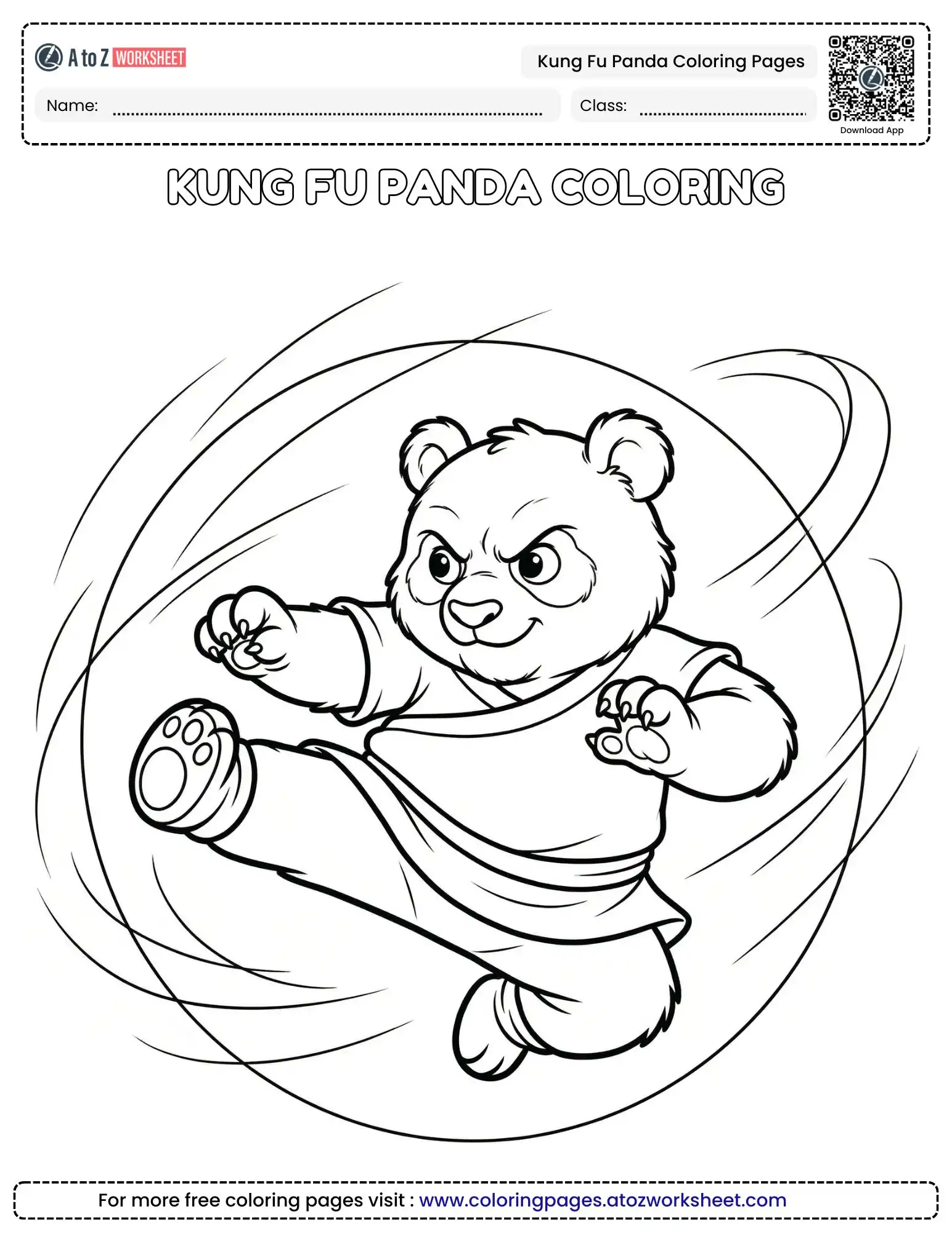 kung fu panda coloring pages of a panda performing a high flying kick