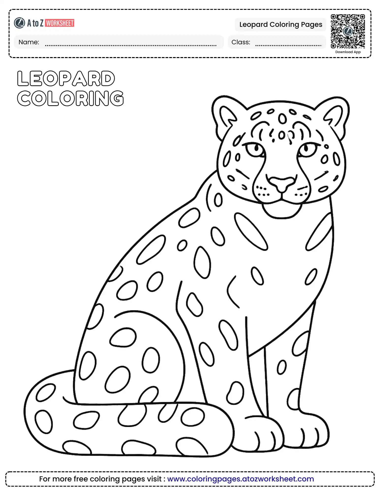 leopard coloring pages printable featuring a majestic sitting wild cat with large spots