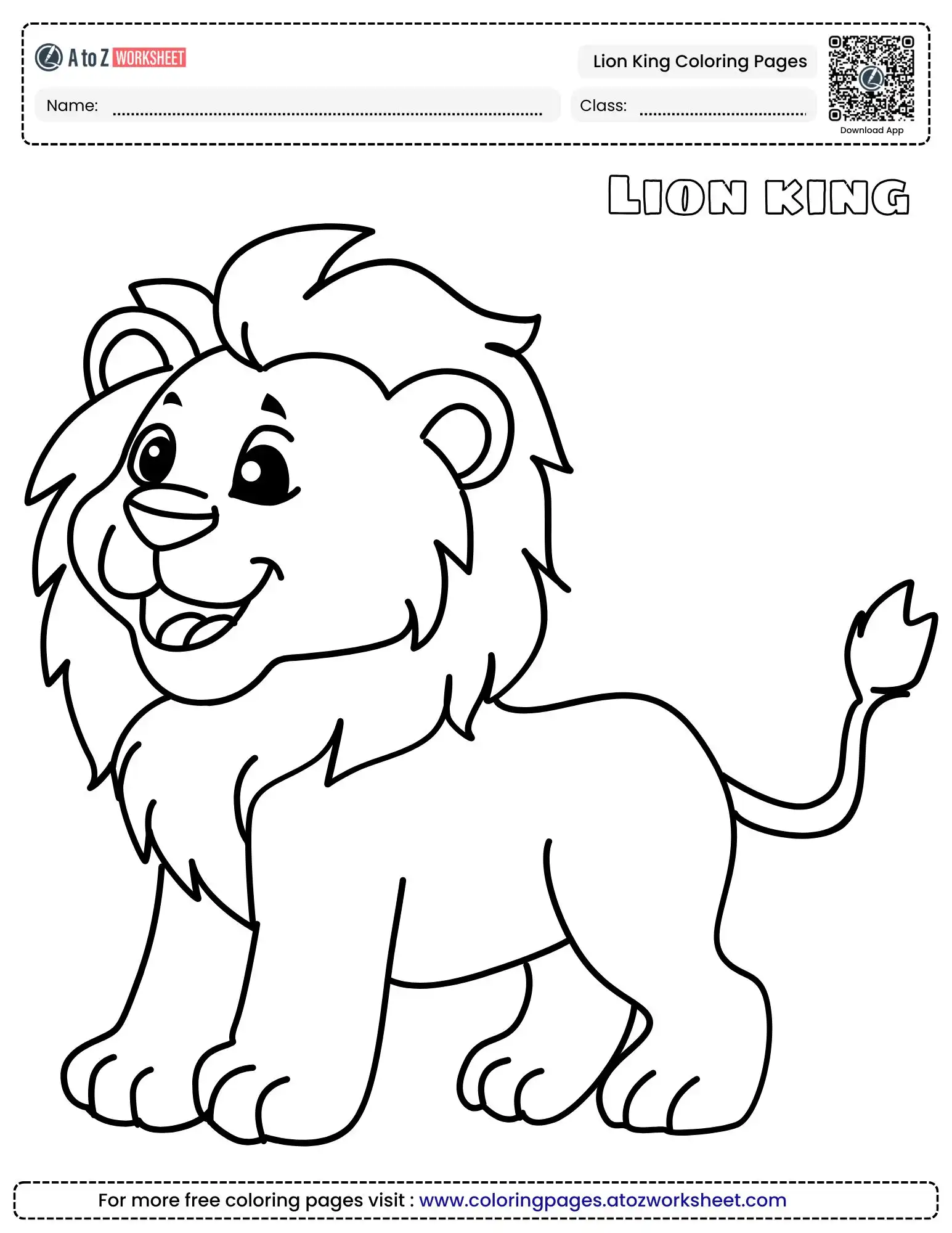 lion king coloring pages showing a cute baby lion cub standing and smiling.
