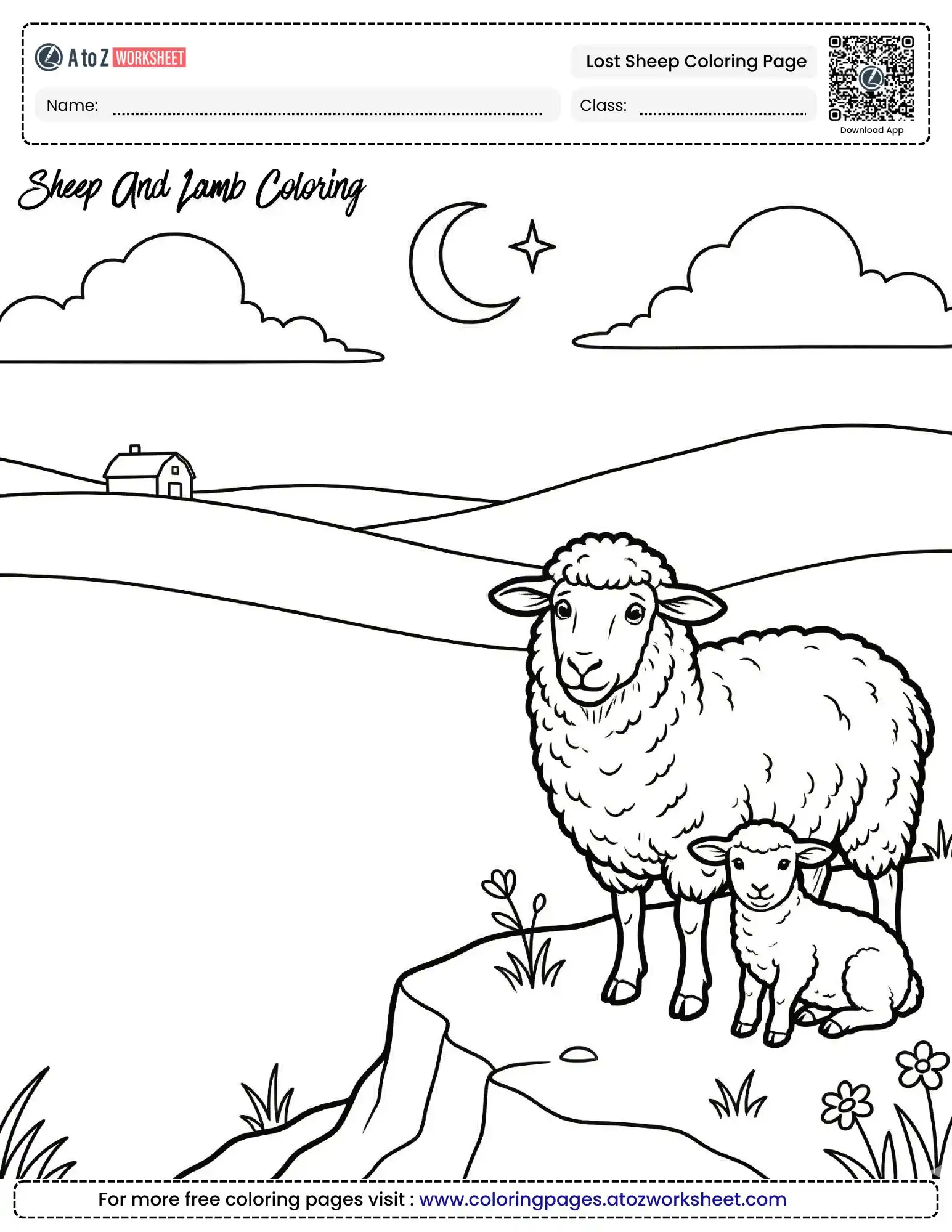 lost sheep coloring page woolly pair in hills