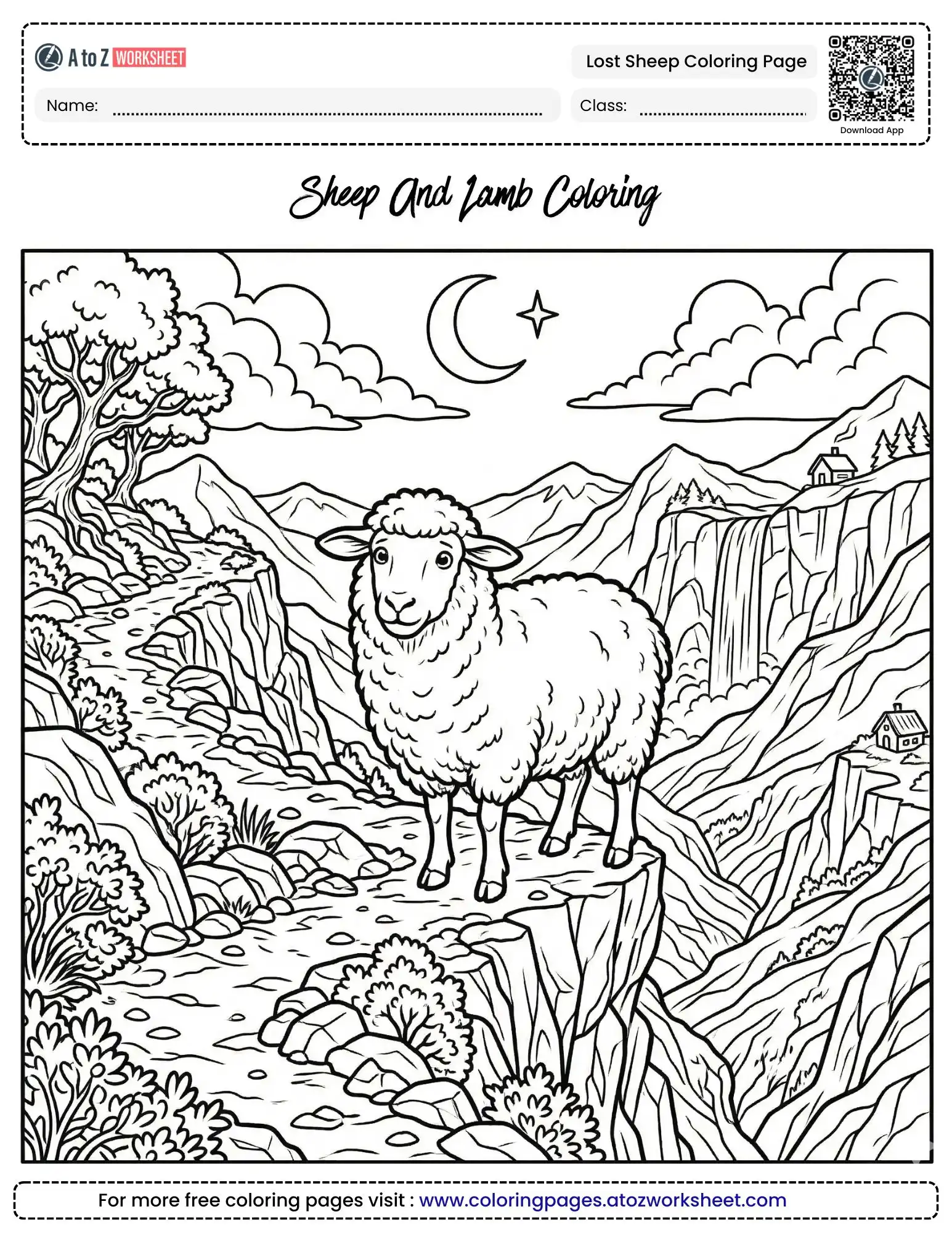 lost sheep coloring page ewe on mountain path