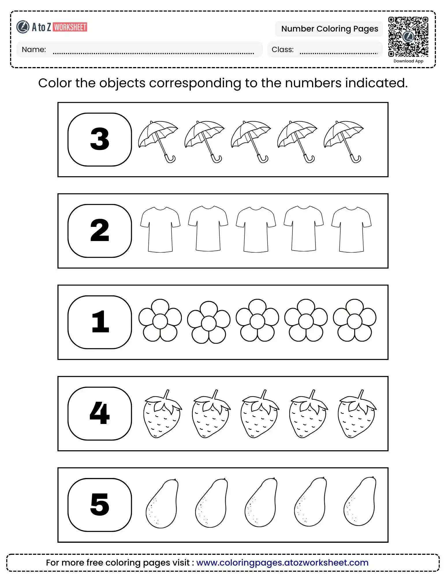 number coloring pages for matching and logic