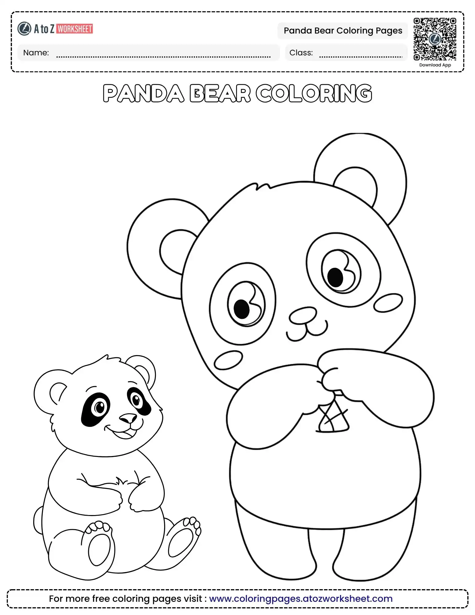 panda bear coloring pages showing a large and small panda